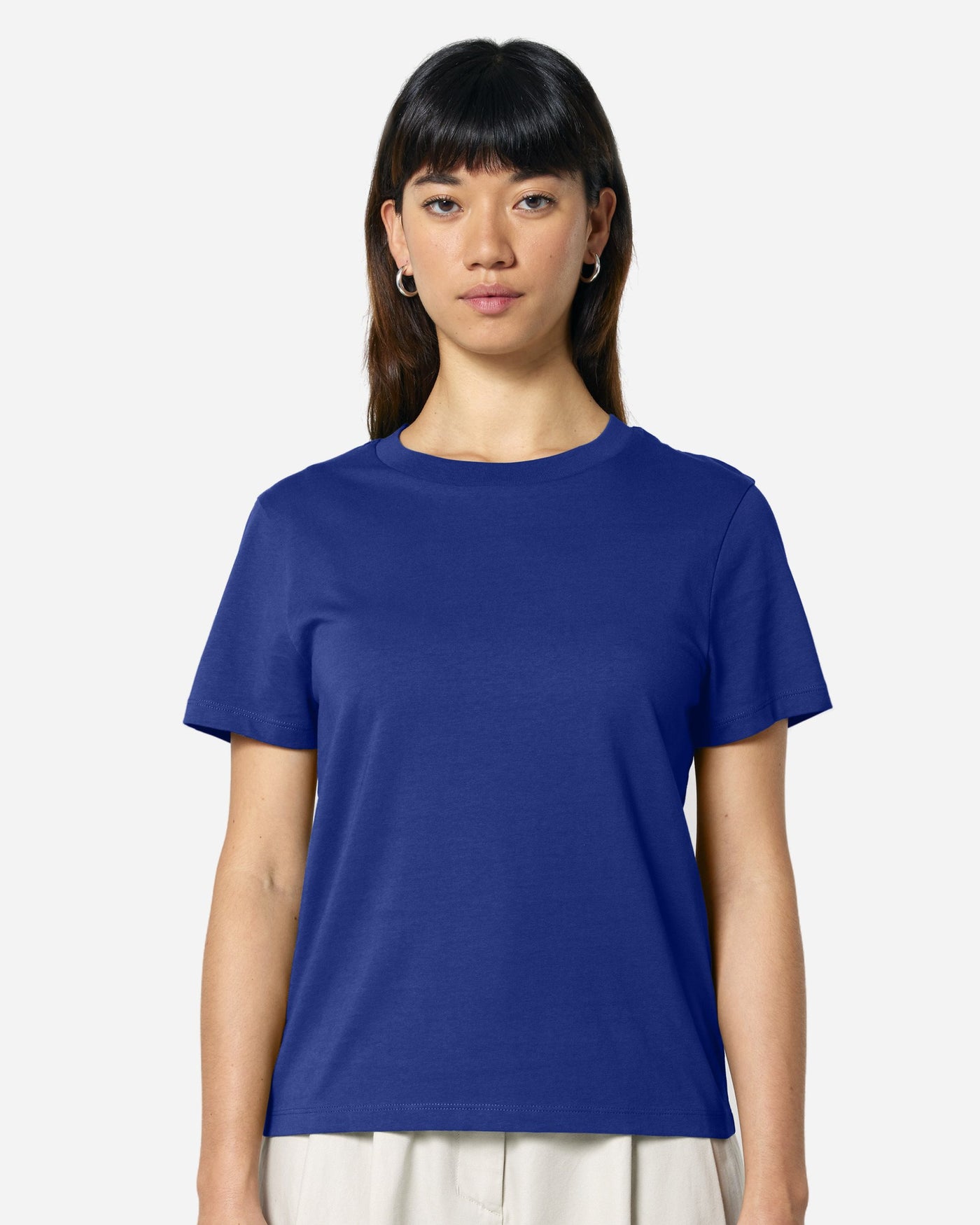 T-shirt femme Stella Muser porté, coloris Worker Blue