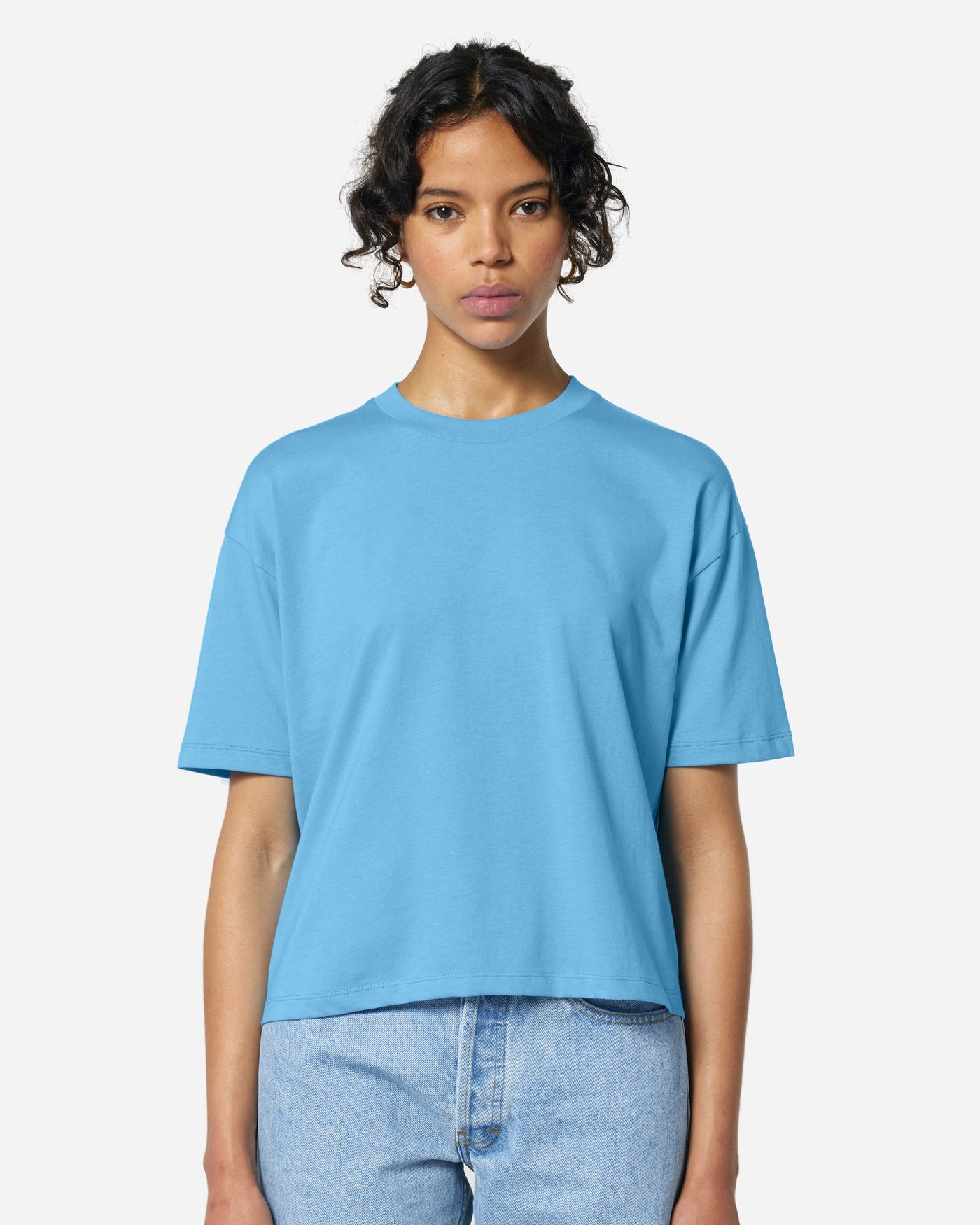 T-shirt femme Stella Nova porté, coloris Aqua Blue