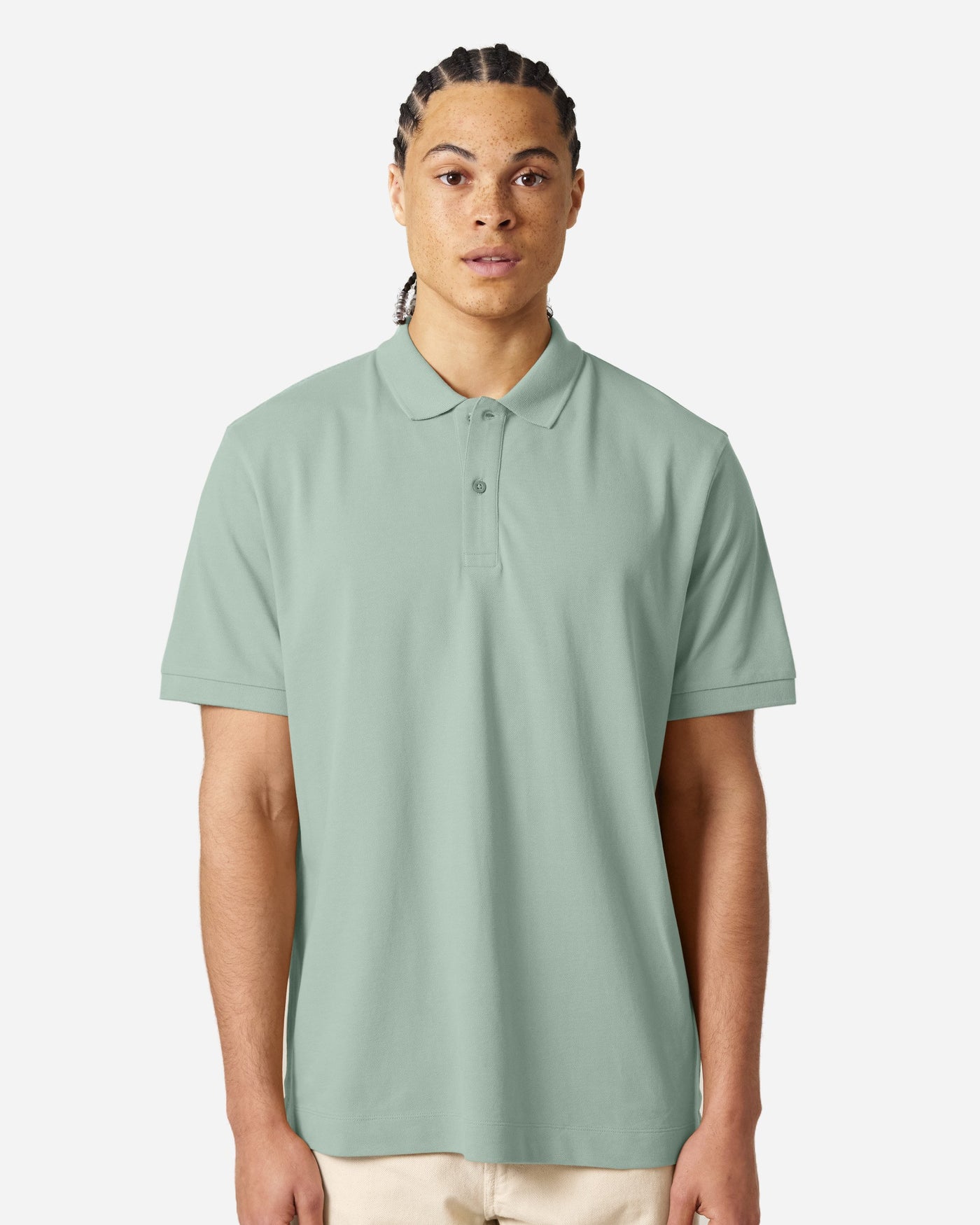 Polo unisexe Prepster 2.0 porté, coloris Aloe