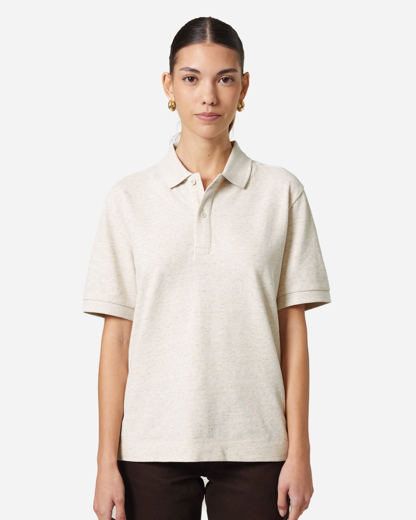 Polo unisexe Prepster 2.0 porté, coloris Eco-Heather