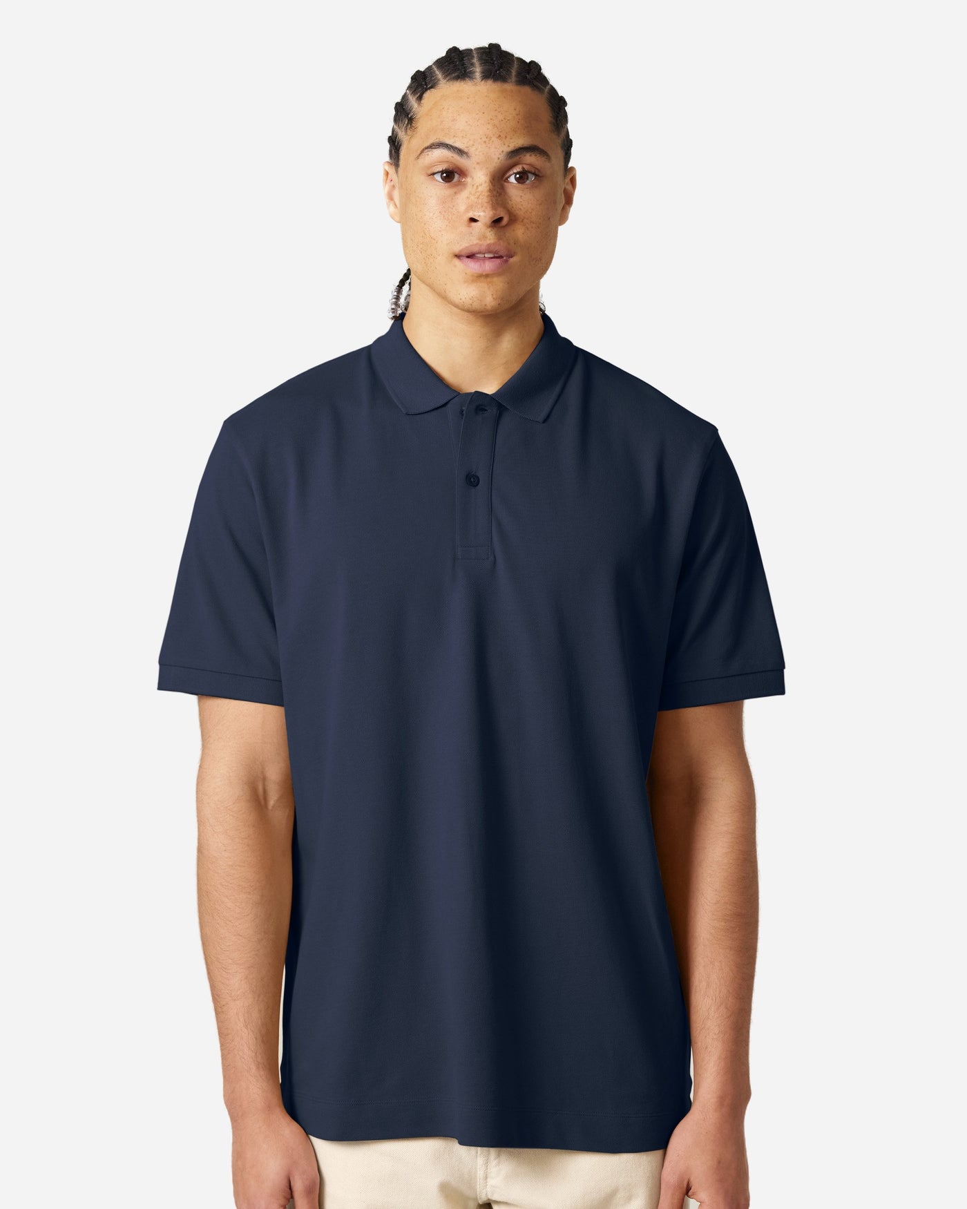 Polo unisexe Prepster 2.0 porté, coloris French Navy