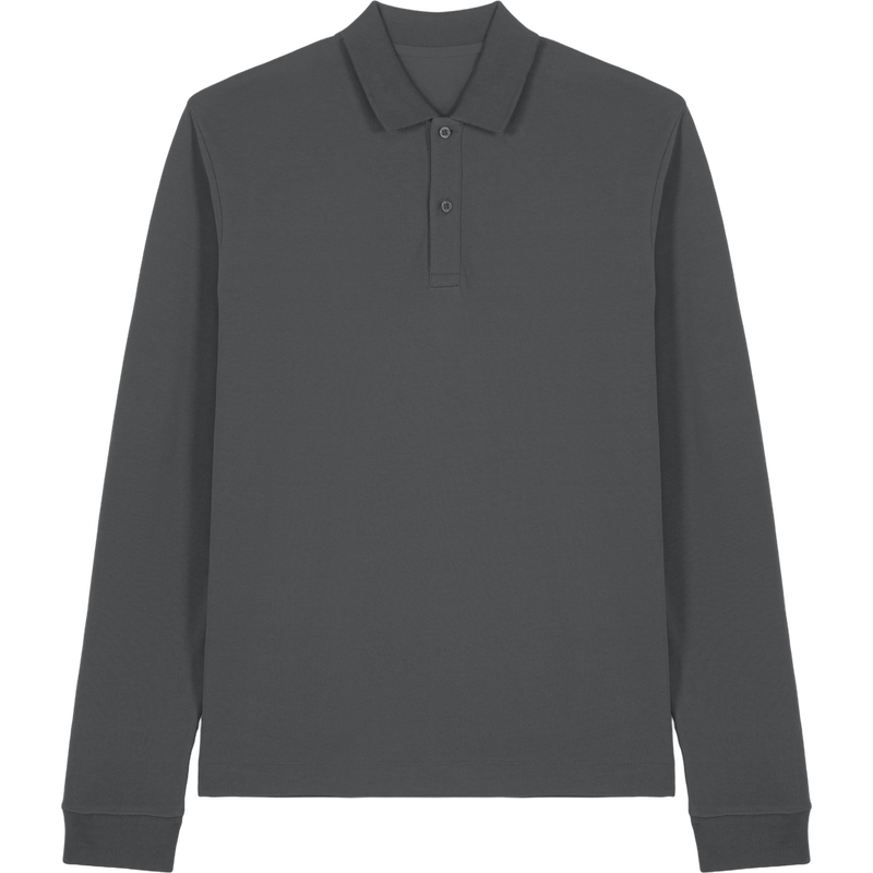 Polo manches longues unisexe Prepster 2.0 à plat, coloris Anthracite