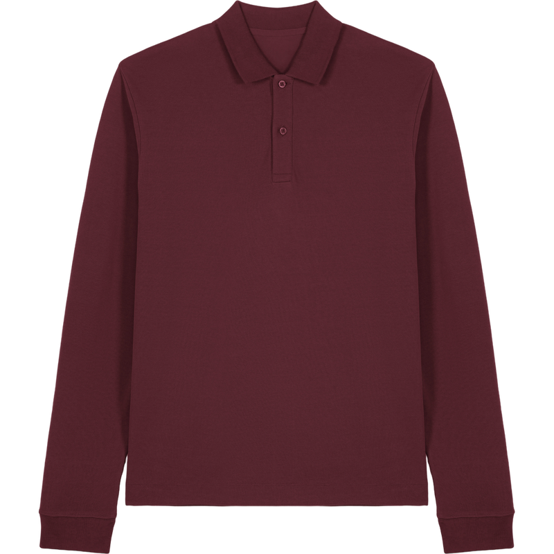 Polo manches longues unisexe Prepster 2.0 à plat, coloris Burgundy
