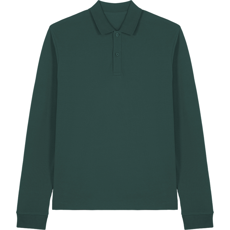 Polo manches longues unisexe Prepster 2.0 à plat, coloris Glazed Green