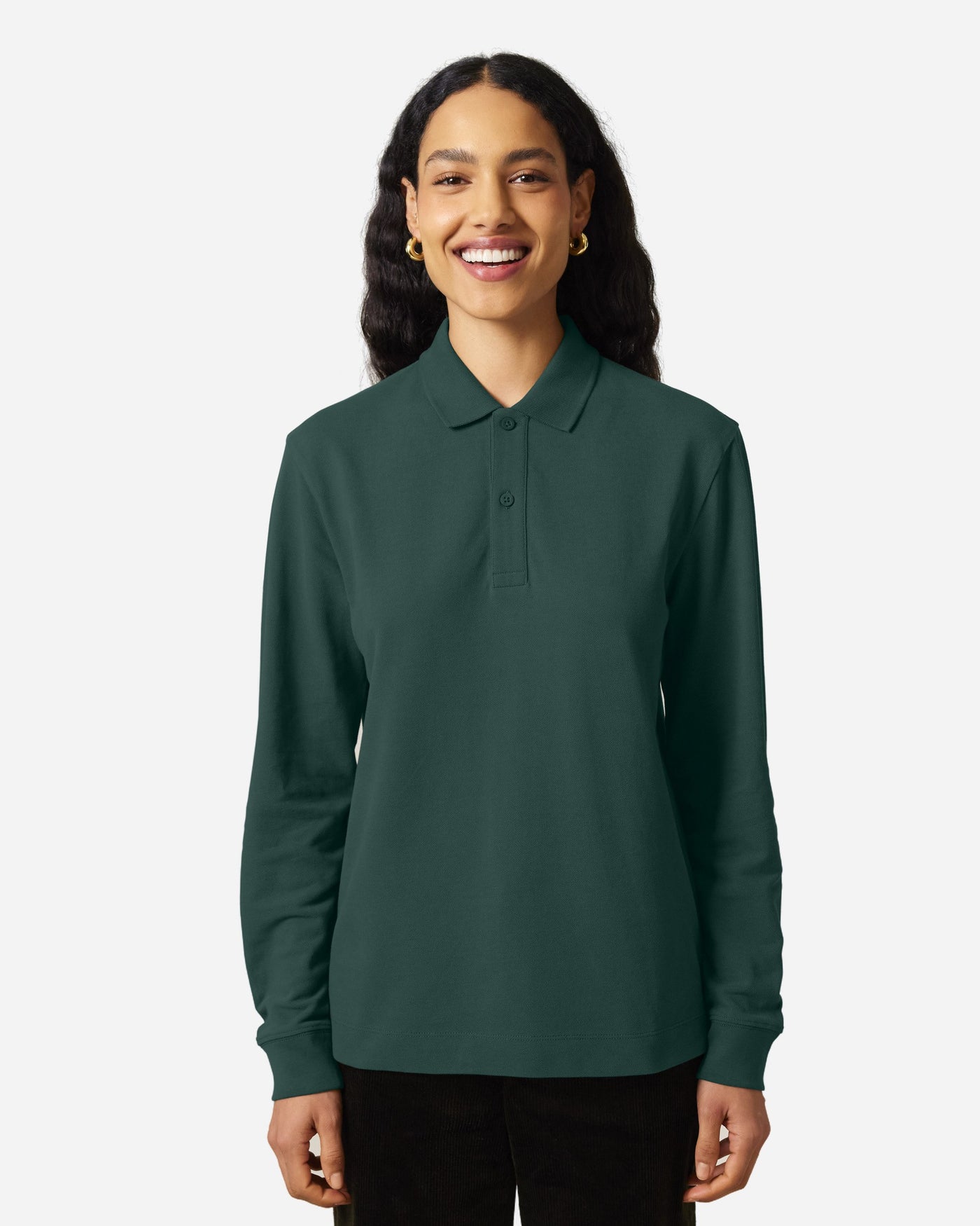 Polo manches longues unisexe Prepster 2.0 porté, coloris Glazed Green