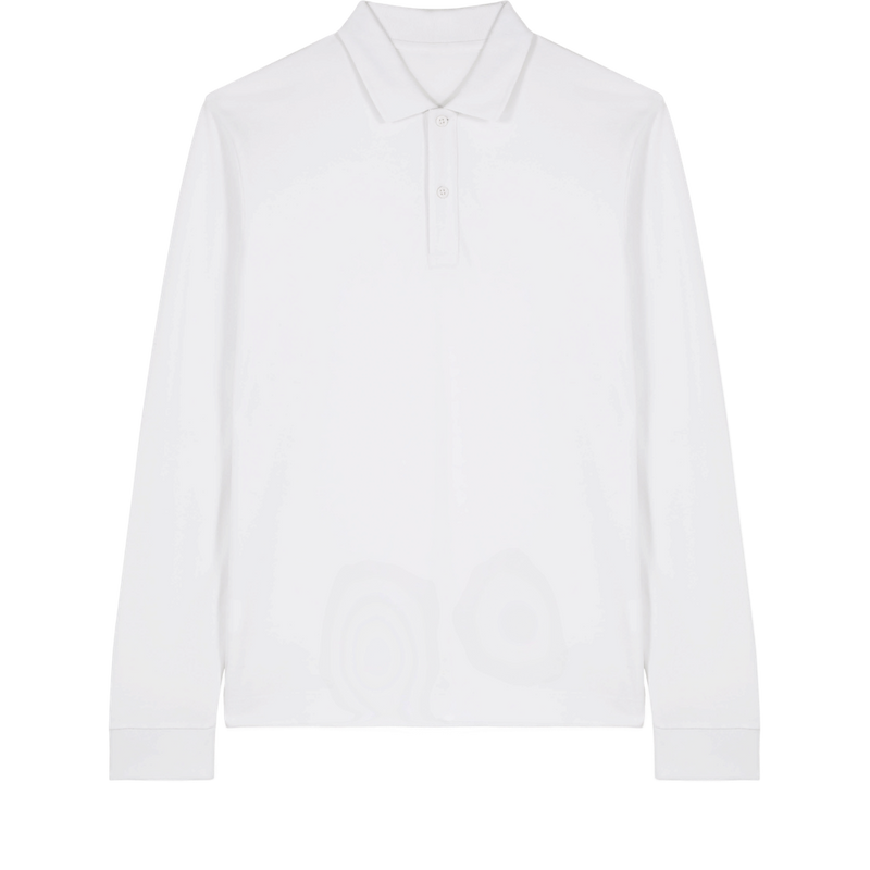 Polo manches longues unisexe Prepster 2.0 à plat, coloris White