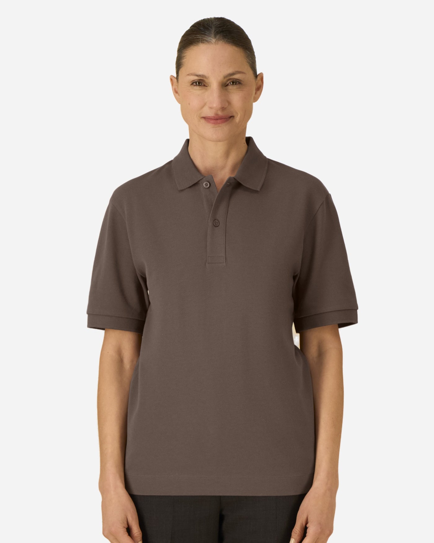 Polo unisexe Prepster 2.0 porté, coloris Mocha