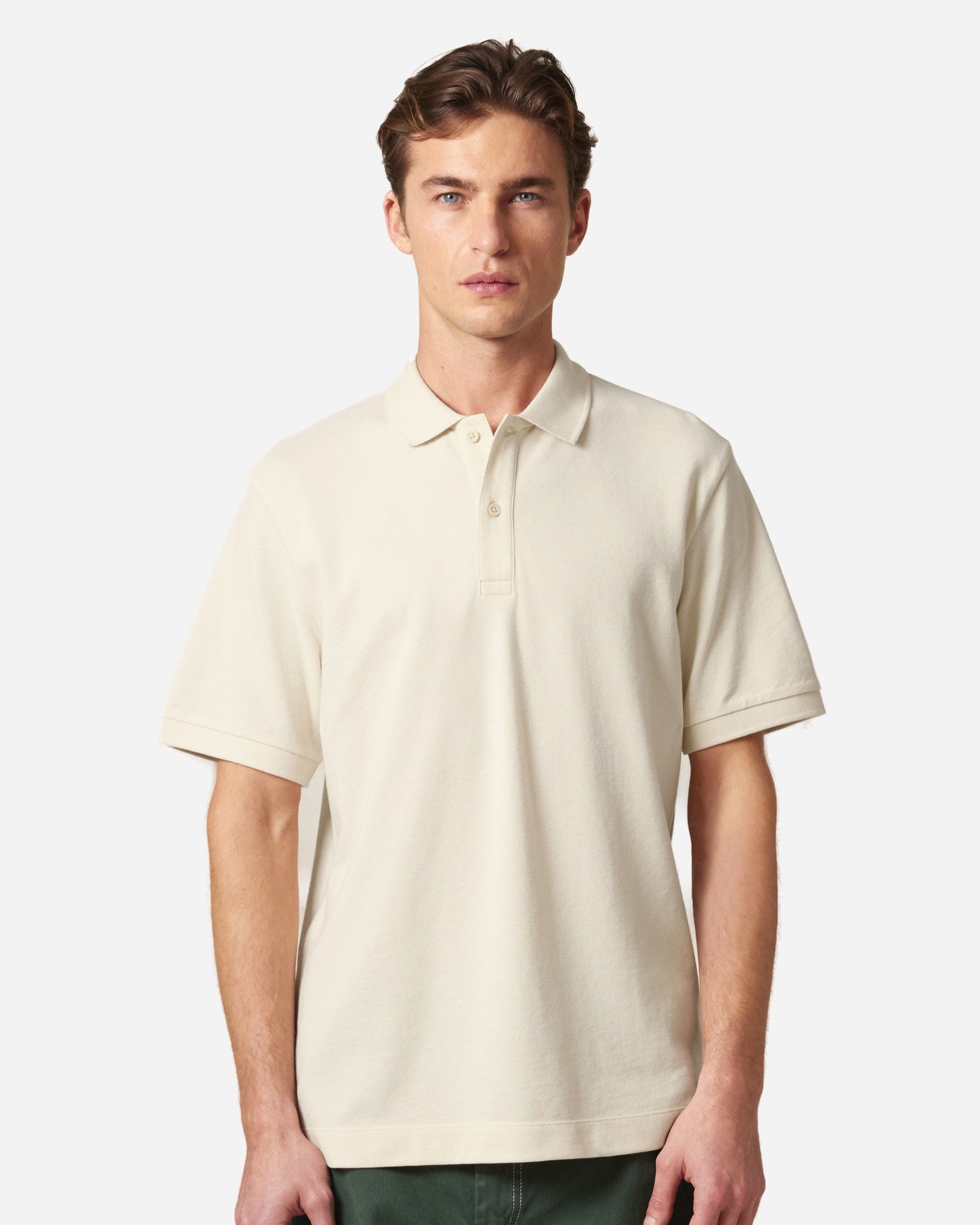 Polo unisexe Prepster 2.0 porté, coloris Natural Raw