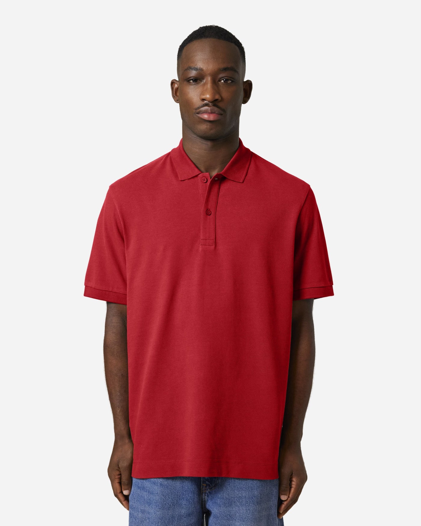 Polo unisexe Prepster 2.0 porté, coloris Red