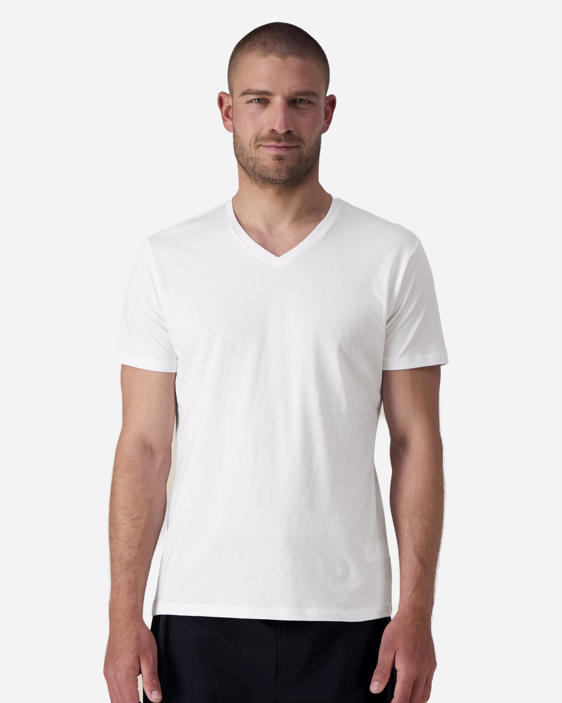 T-shirt homme Stanley Presenter porté, coloris White