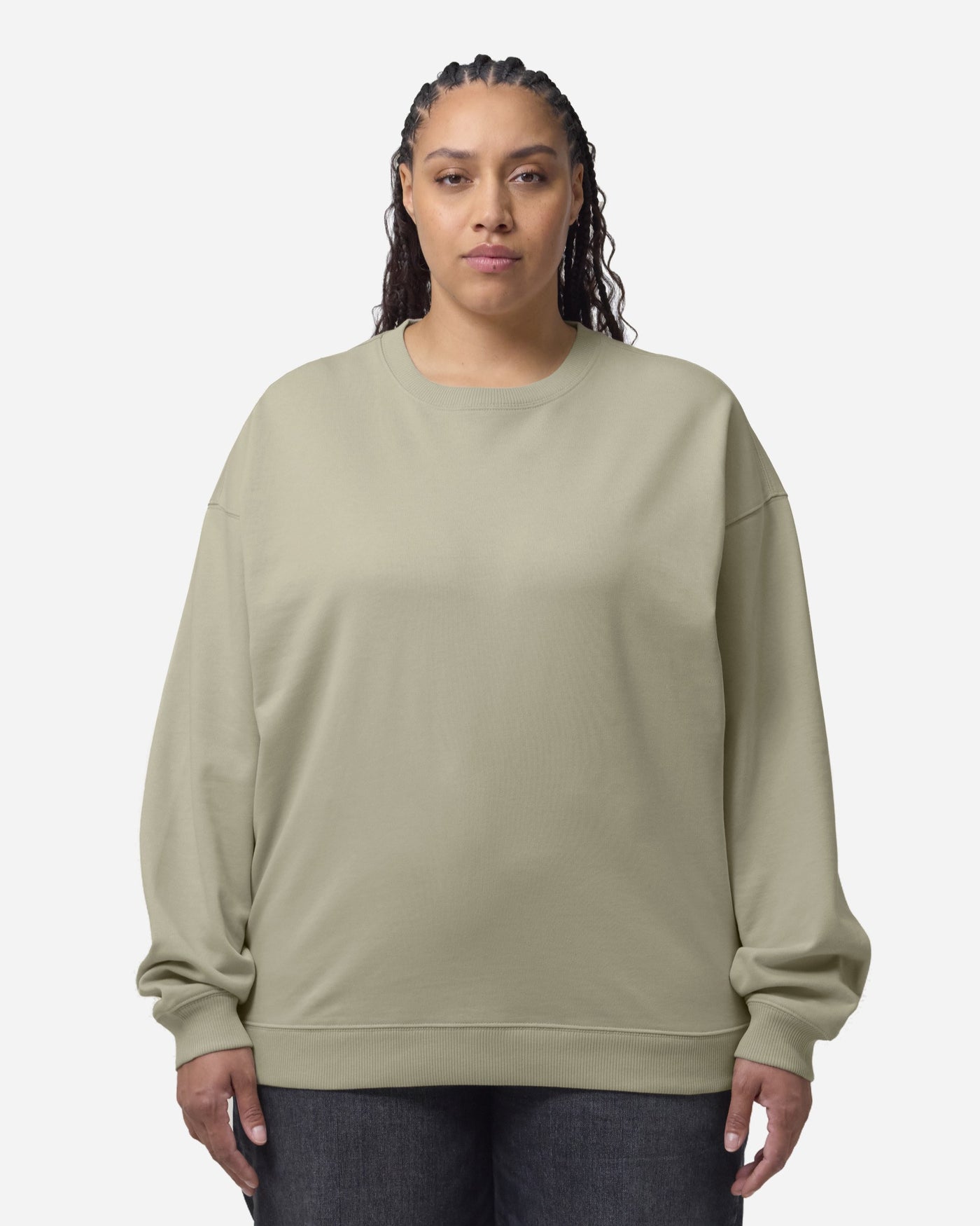 Sweat unisexe Radder 2.0 porté, coloris Stone