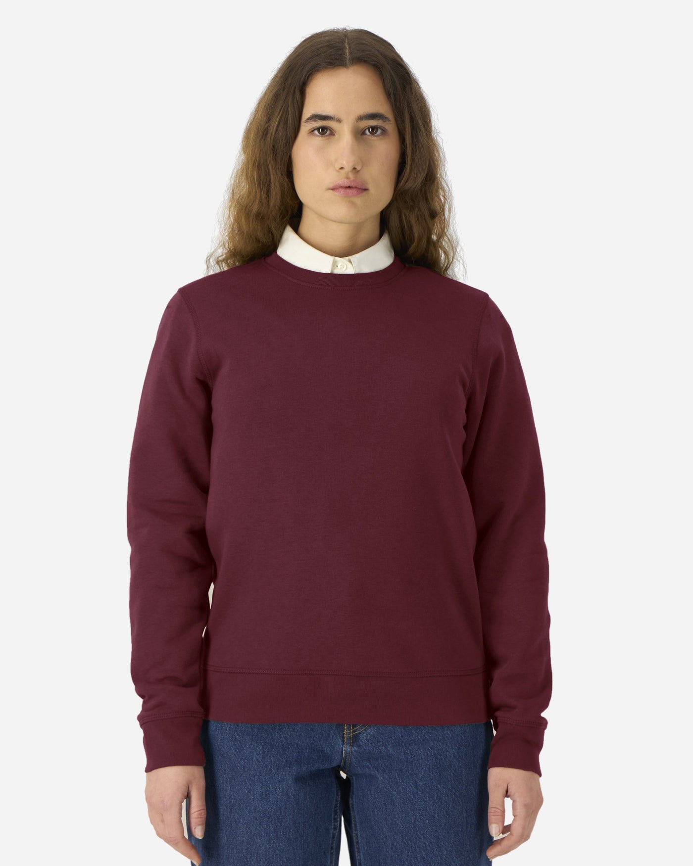 Sweat unisexe Roller porté, coloris Burgundy
