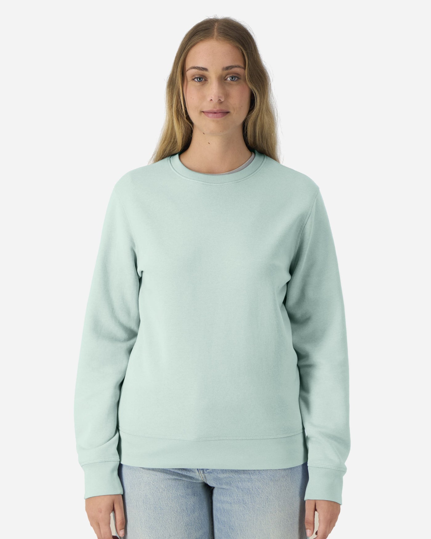 Sweat unisexe Roller porté, coloris Caribbean Blue