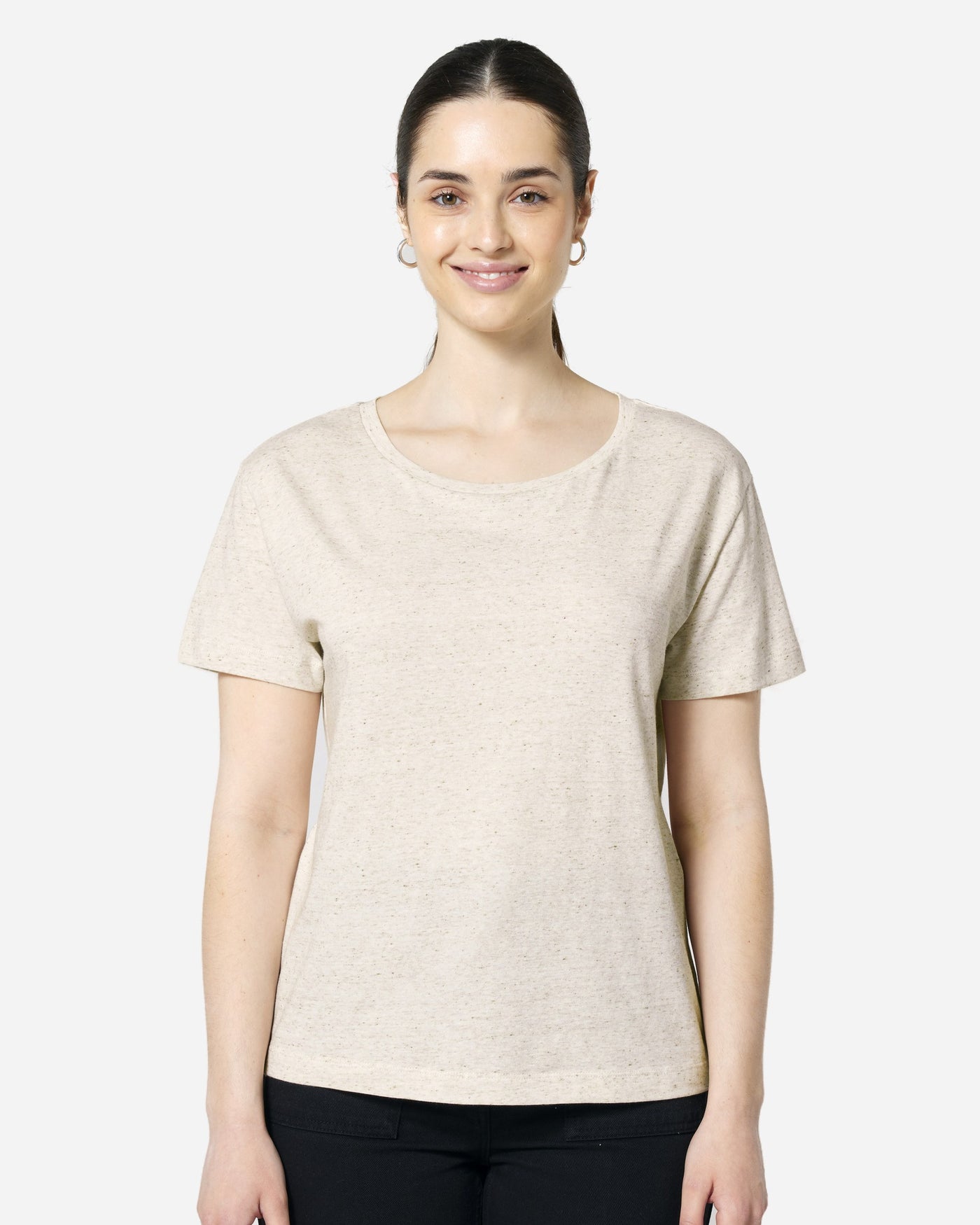 T-shirt femme Stella Serena porté, coloris Eco-Heather