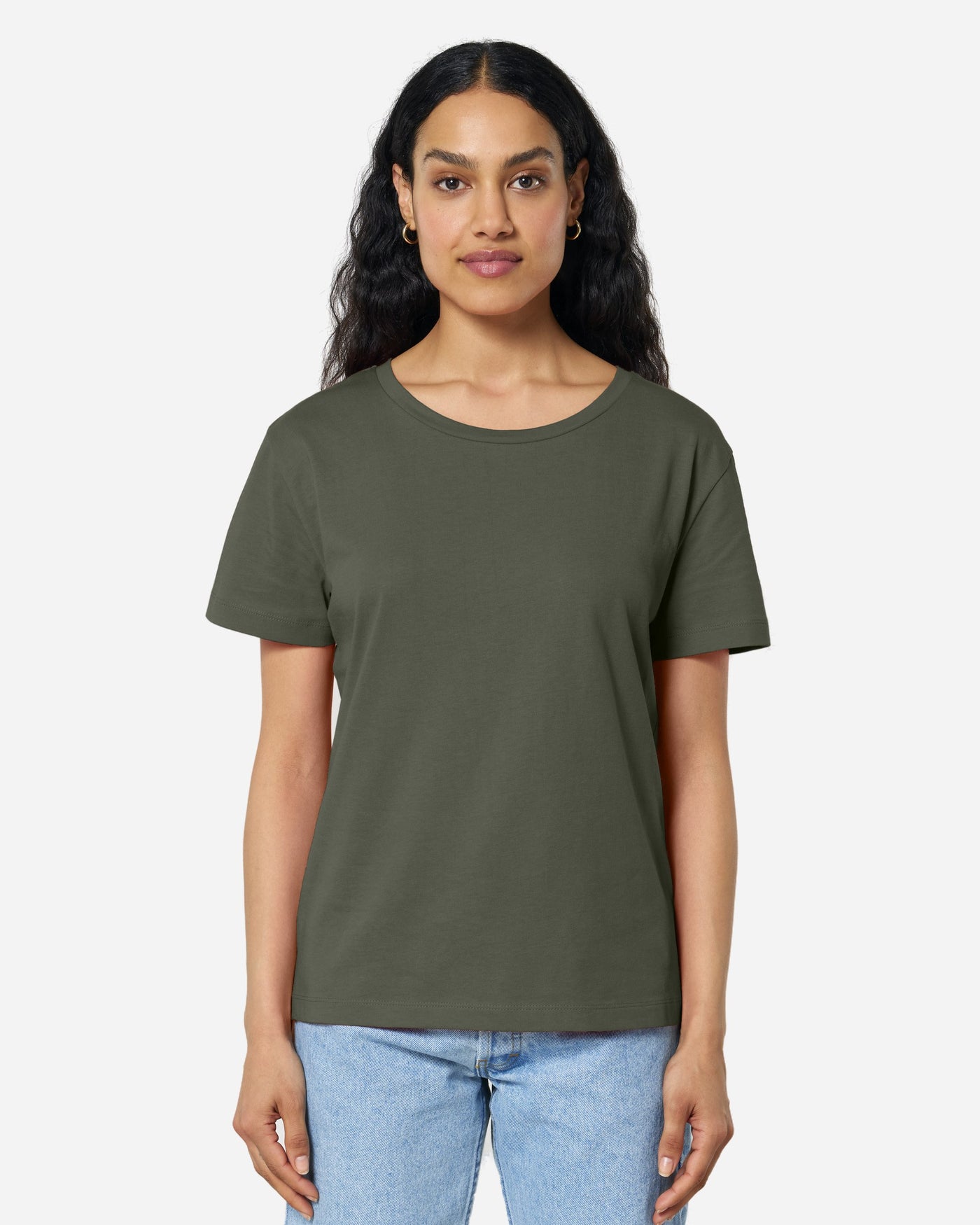 T-shirt femme Stella Serena porté, coloris Khaki