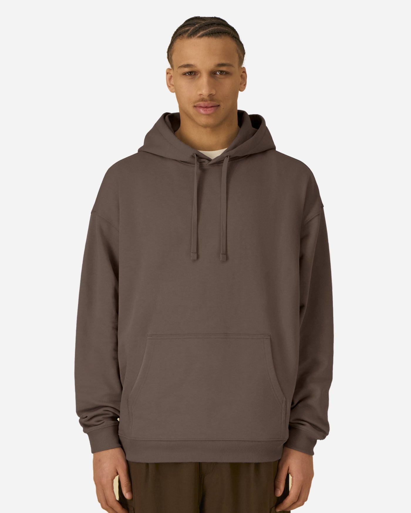 Sweat à capuche unisexe Slammer 2.0 porté, coloris Mocha