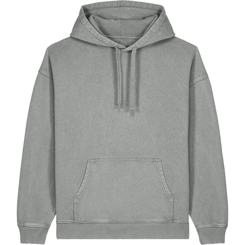 Sweat à capuche unisexe Slammer 2.0 Vintage à plat, coloris G. Dyed Misty Grey