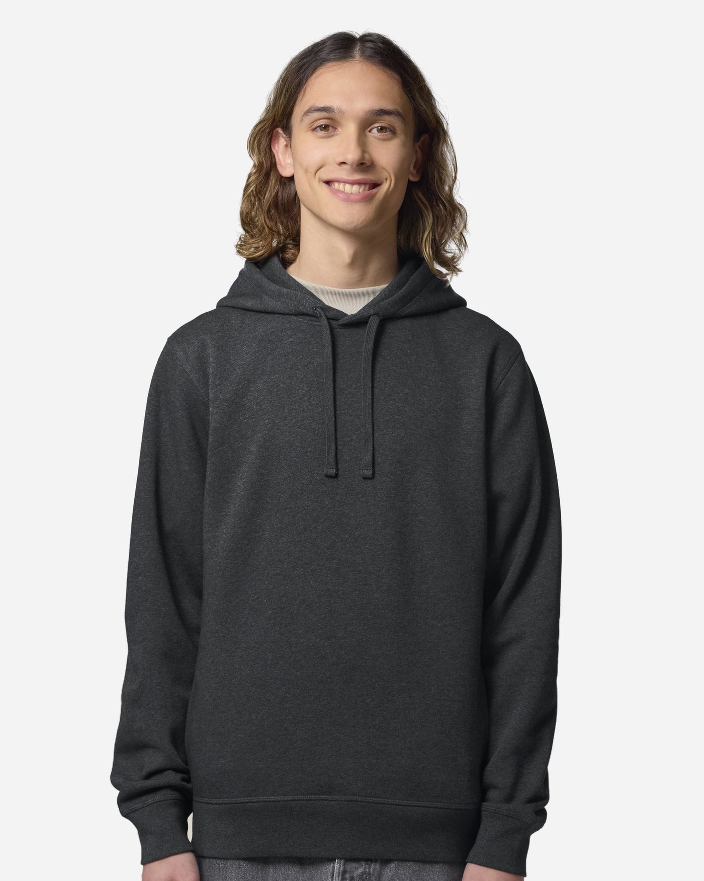 Sweat à capuche unisexe Sounder porté, coloris Dark Heather Grey