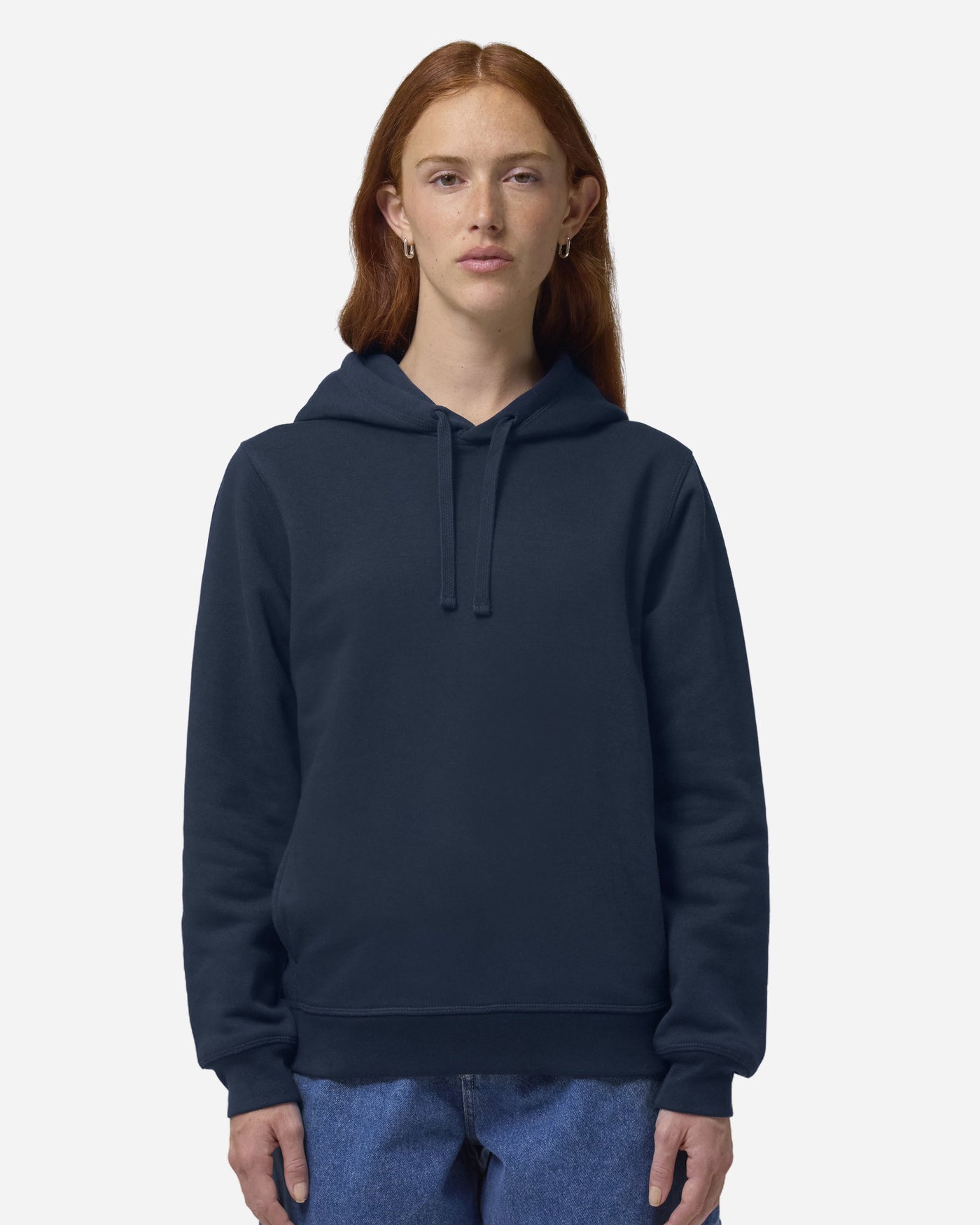 Sweat à capuche unisexe Sounder porté, coloris French Navy