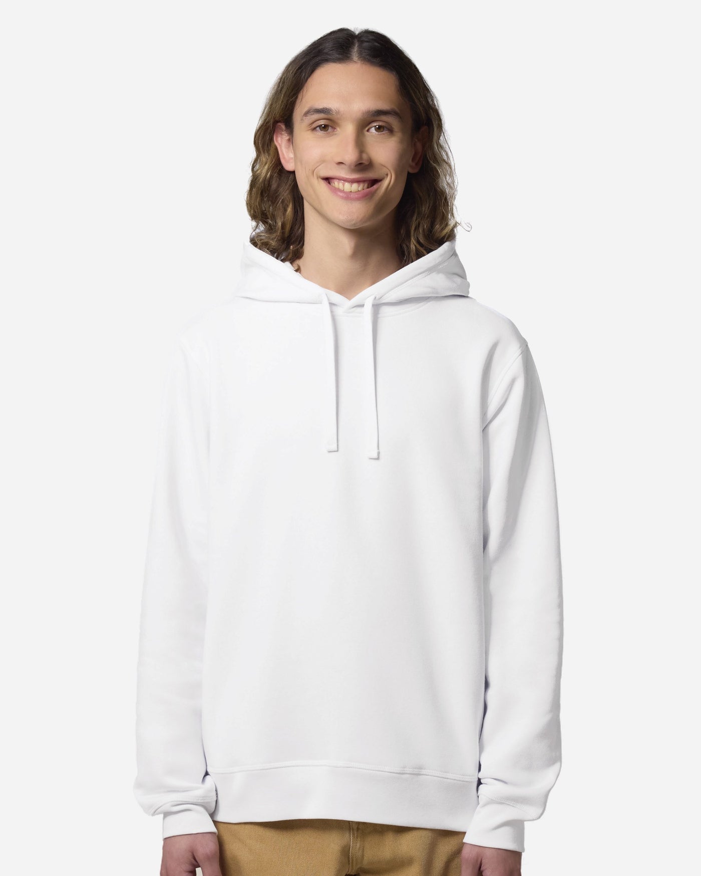Sweat à capuche unisexe Sounder porté, coloris White