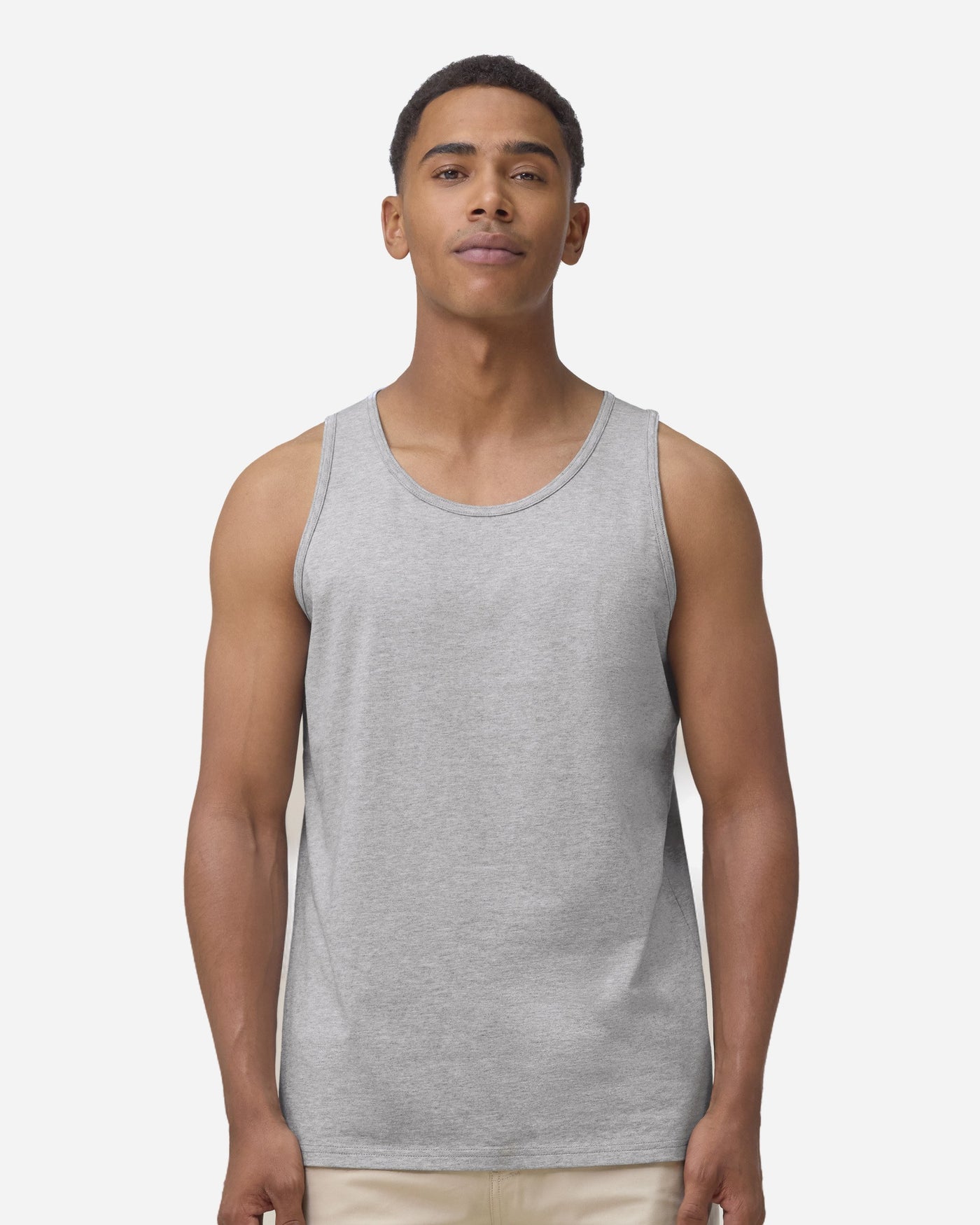 Débardeur homme Stanley Stancer porté, coloris Heather Grey