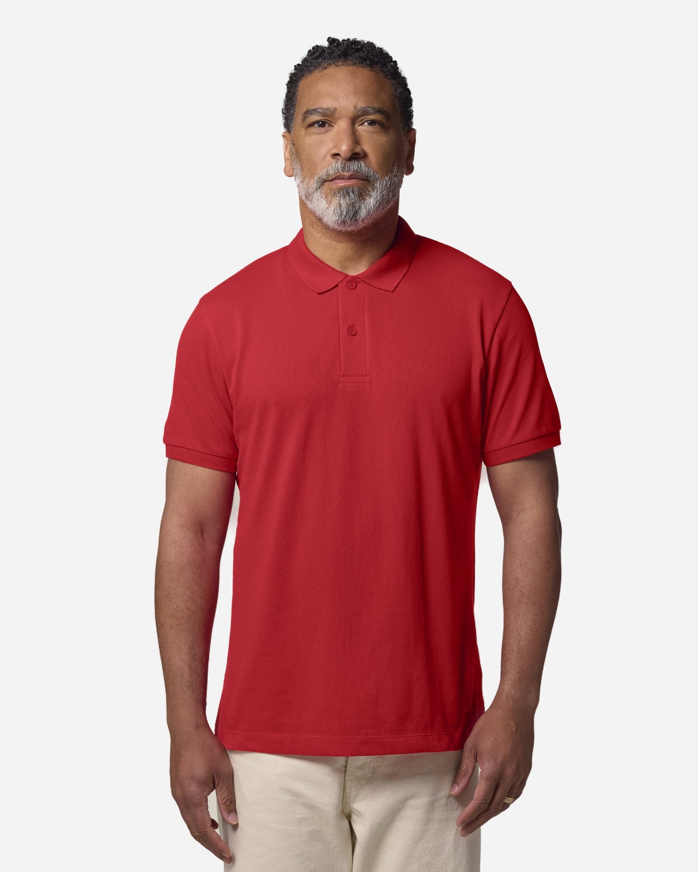 Polo homme Stanley Coaster porté, coloris Red