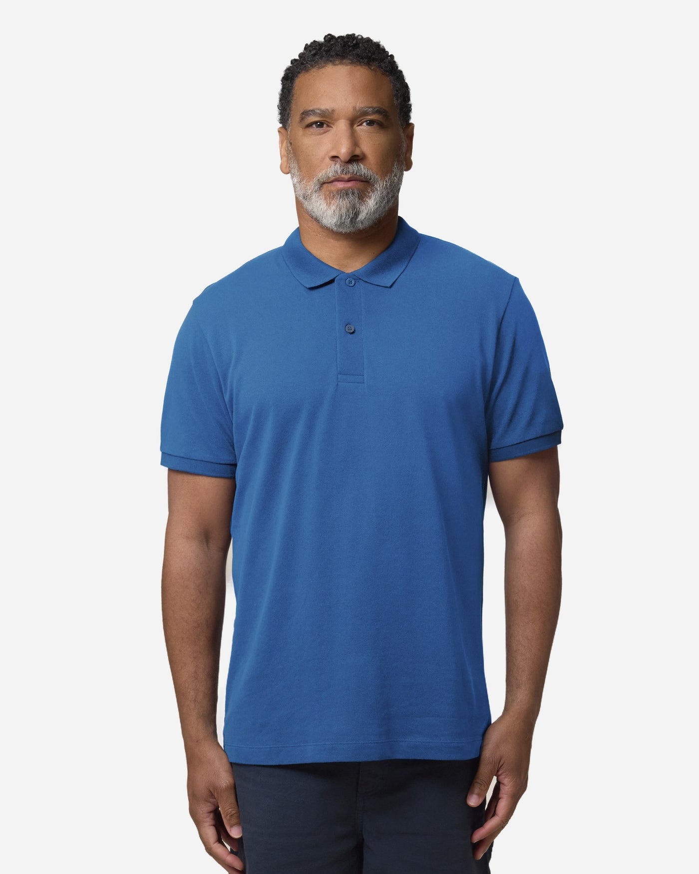 Polo homme Stanley Coaster porté, coloris Royal Blue