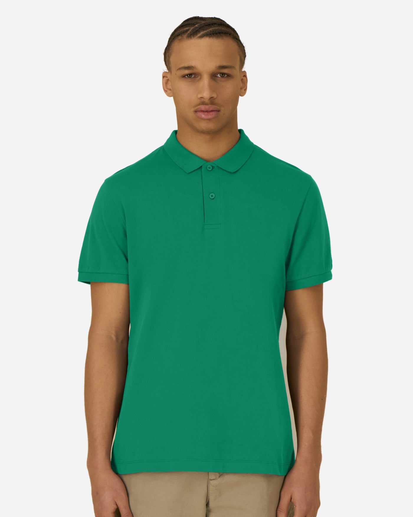 Polo homme Stanley Coaster porté, coloris Verdant Green