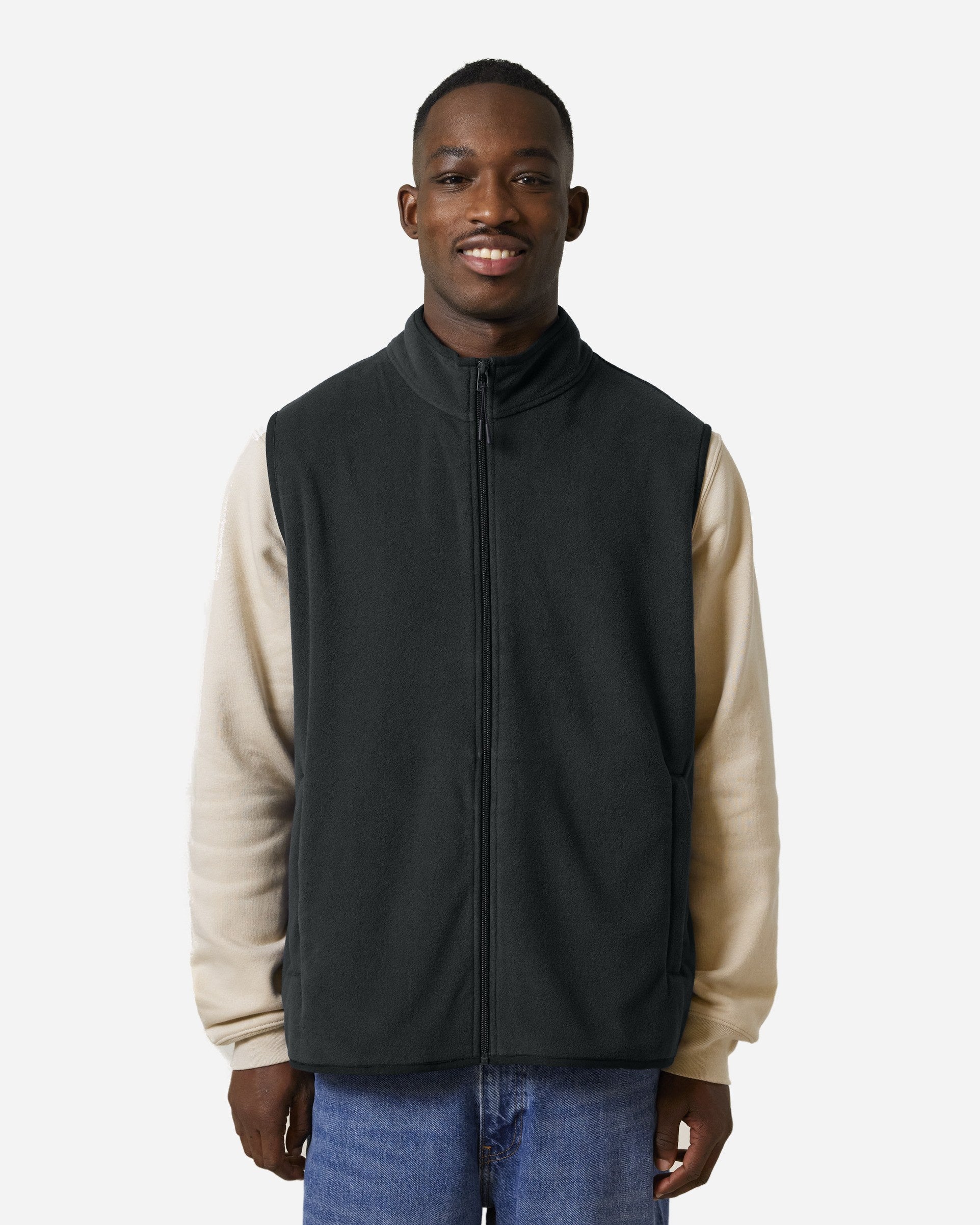 Gilet polaire homme Stanley Quester porté, coloris Black