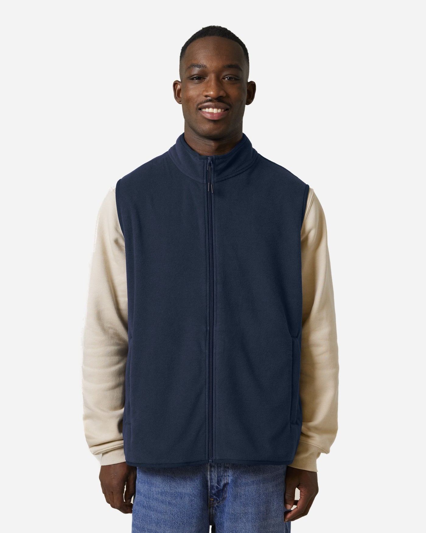 Gilet polaire homme Stanley Quester porté, coloris French Navy