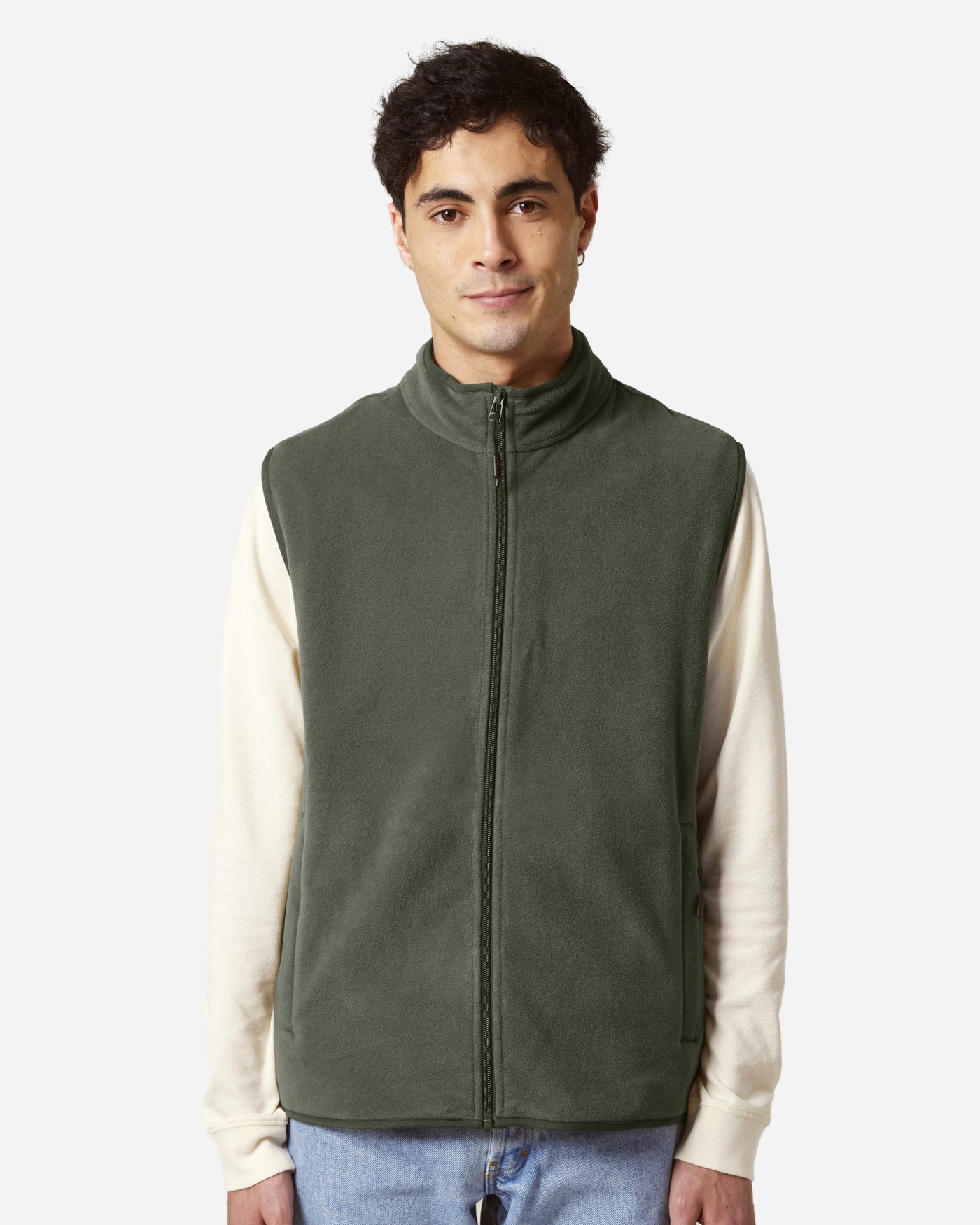 Gilet polaire homme Stanley Quester porté, coloris Khaki