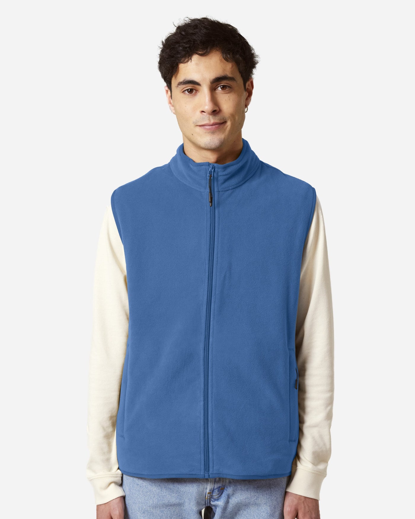 Gilet polaire homme Stanley Quester porté, coloris Mindful Blue