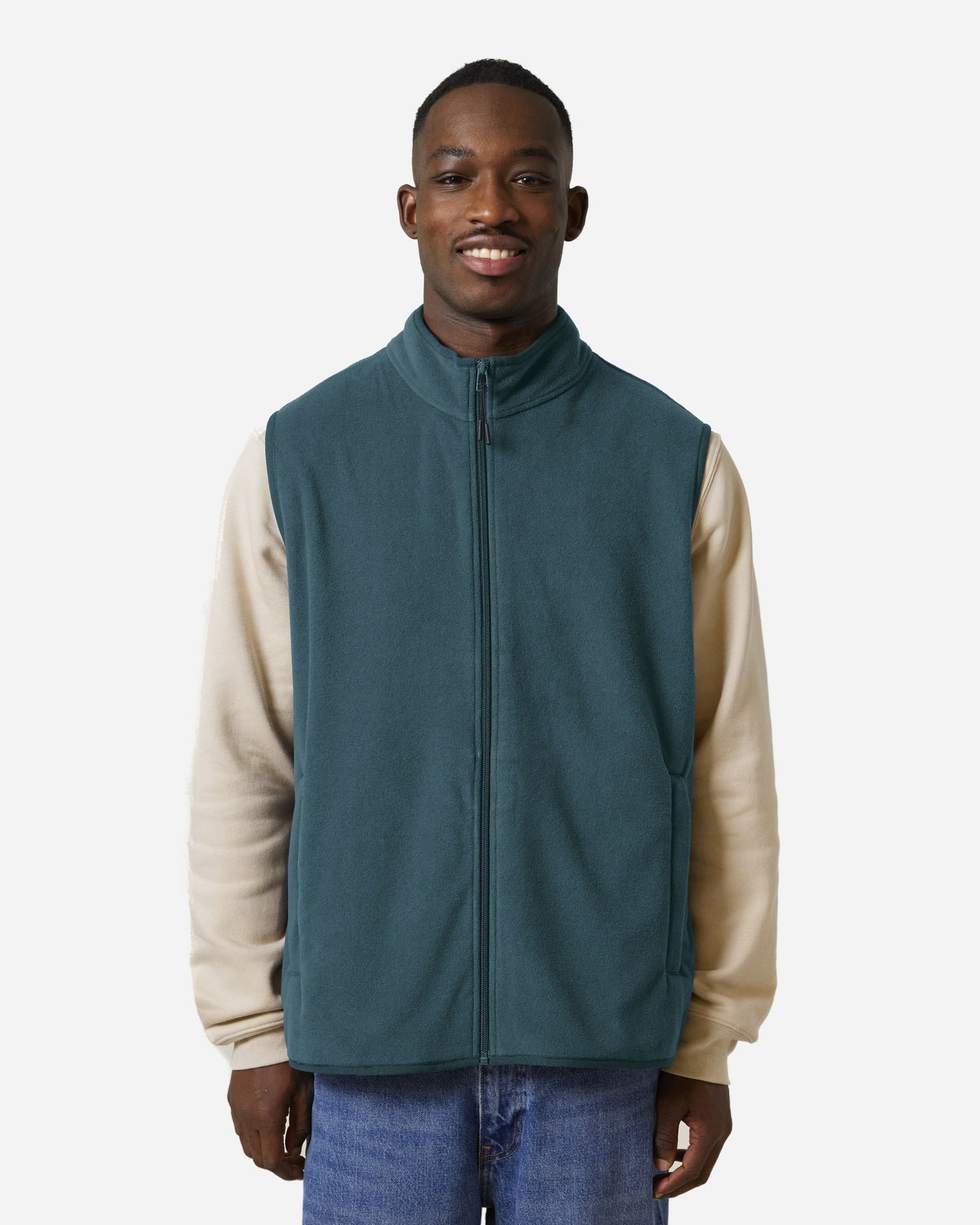 Gilet polaire homme Stanley Quester porté, coloris Stargazer