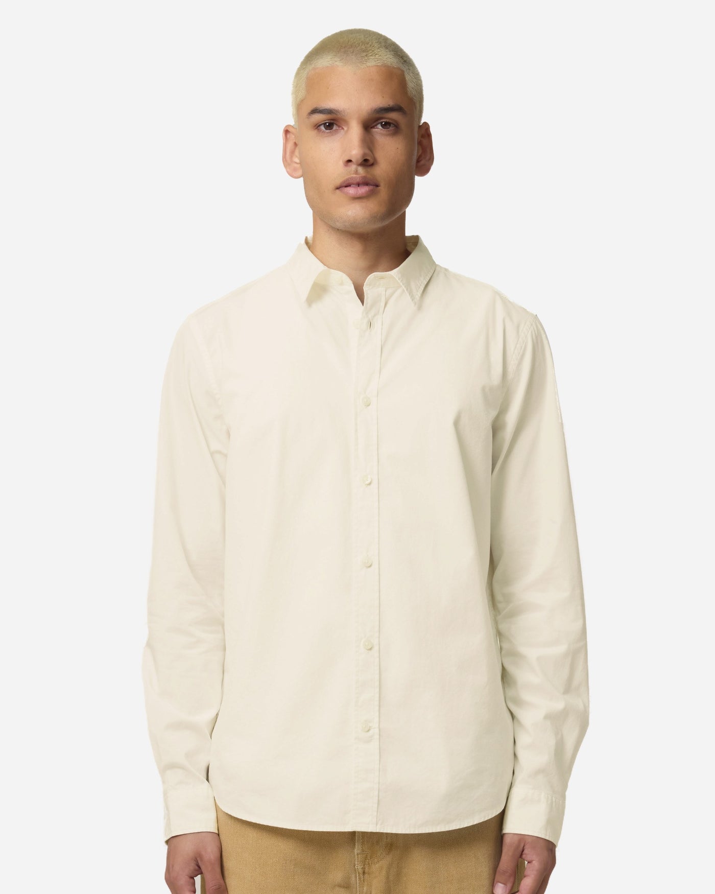 Chemise popeline homme Stanley Styler Shirt porté, coloris Cream