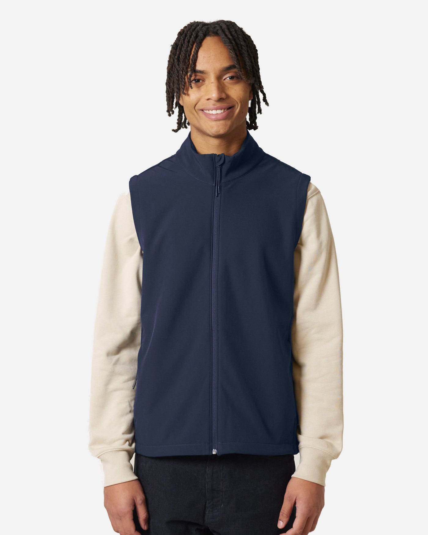 Gilet softshell homme Stanley Trail Blazer porté, coloris French Navy