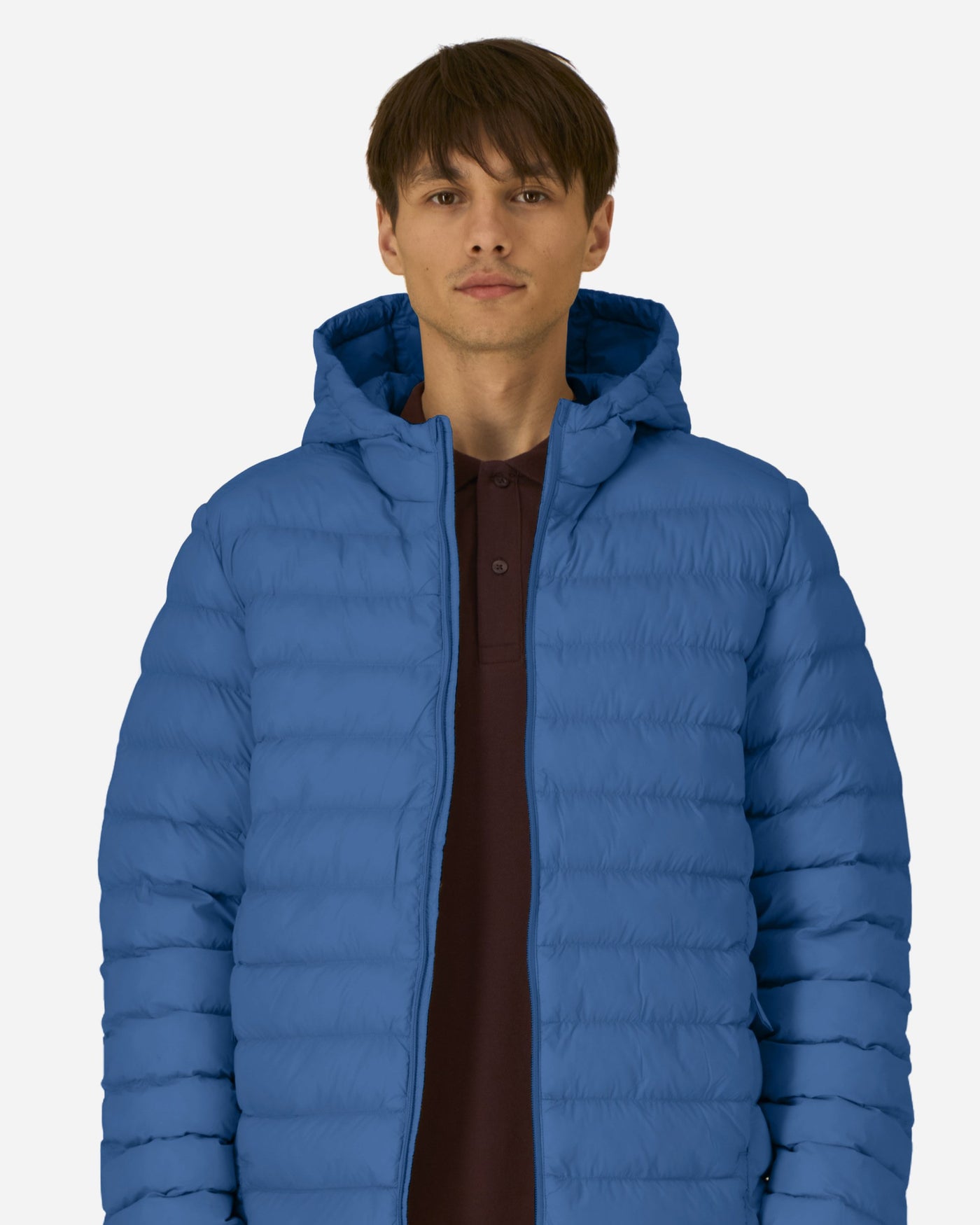 Doudoune à capuche homme Stanley Voyager 2.0 porté, coloris Mindful Blue