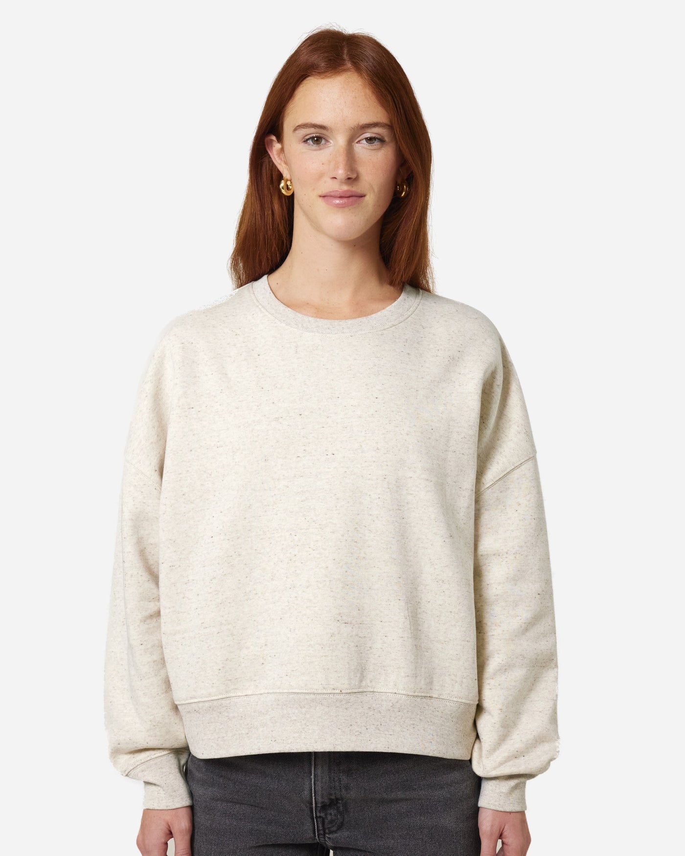 Sweat femme Stella Alma porté, coloris Eco-Heather