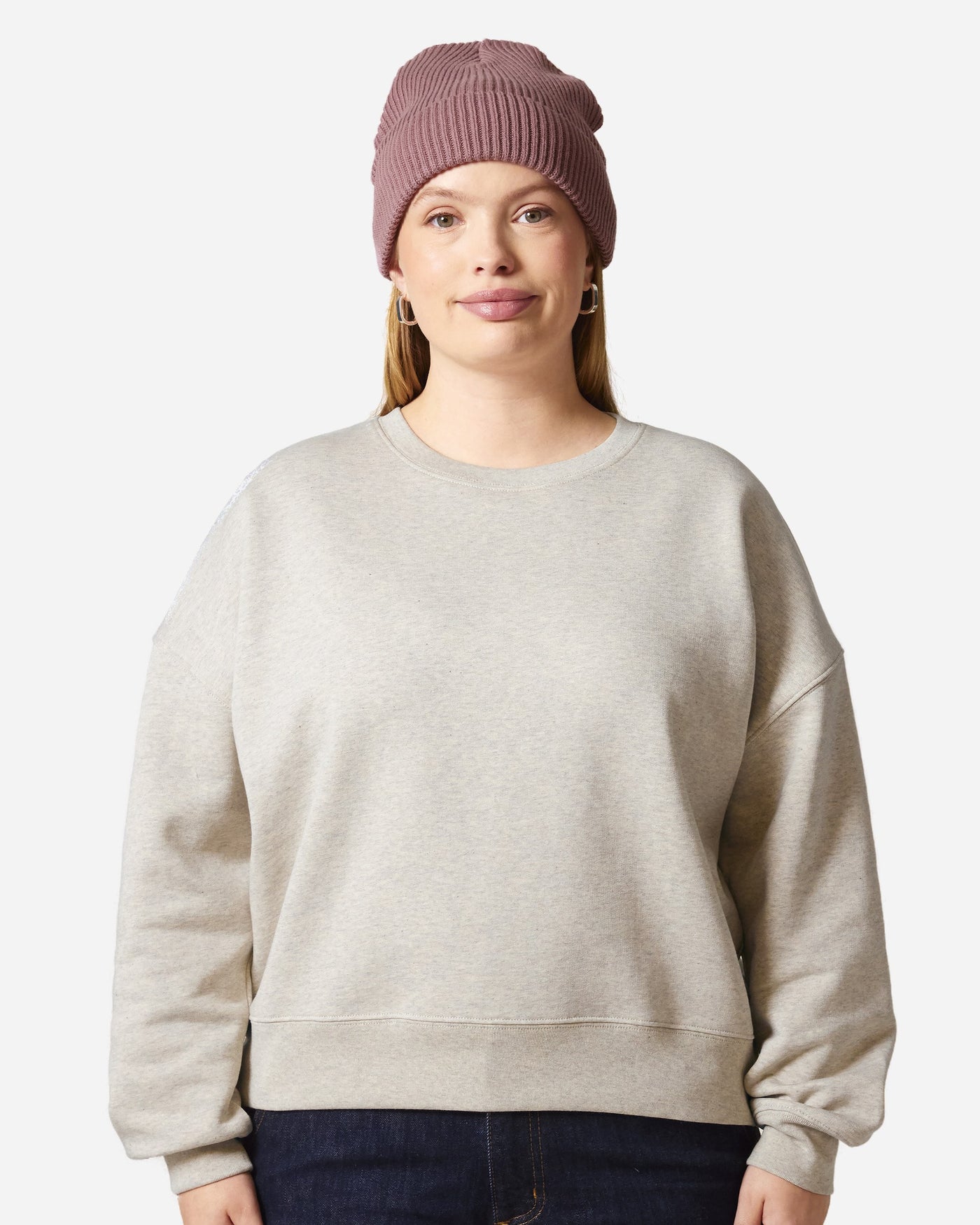 Sweat femme Stella Alma porté, coloris Heather Haze
