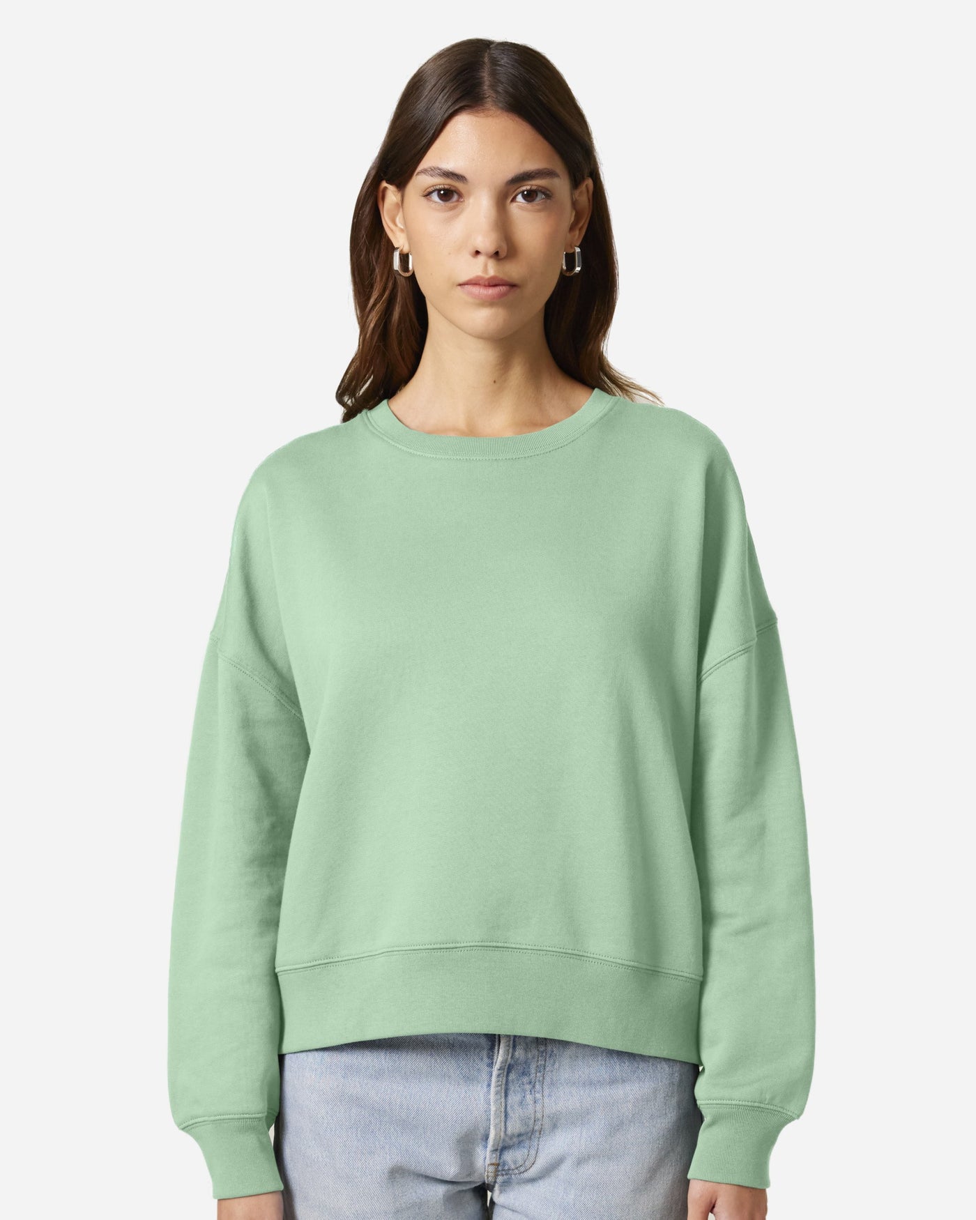 Sweat femme Stella Alma porté, coloris Misty Jade