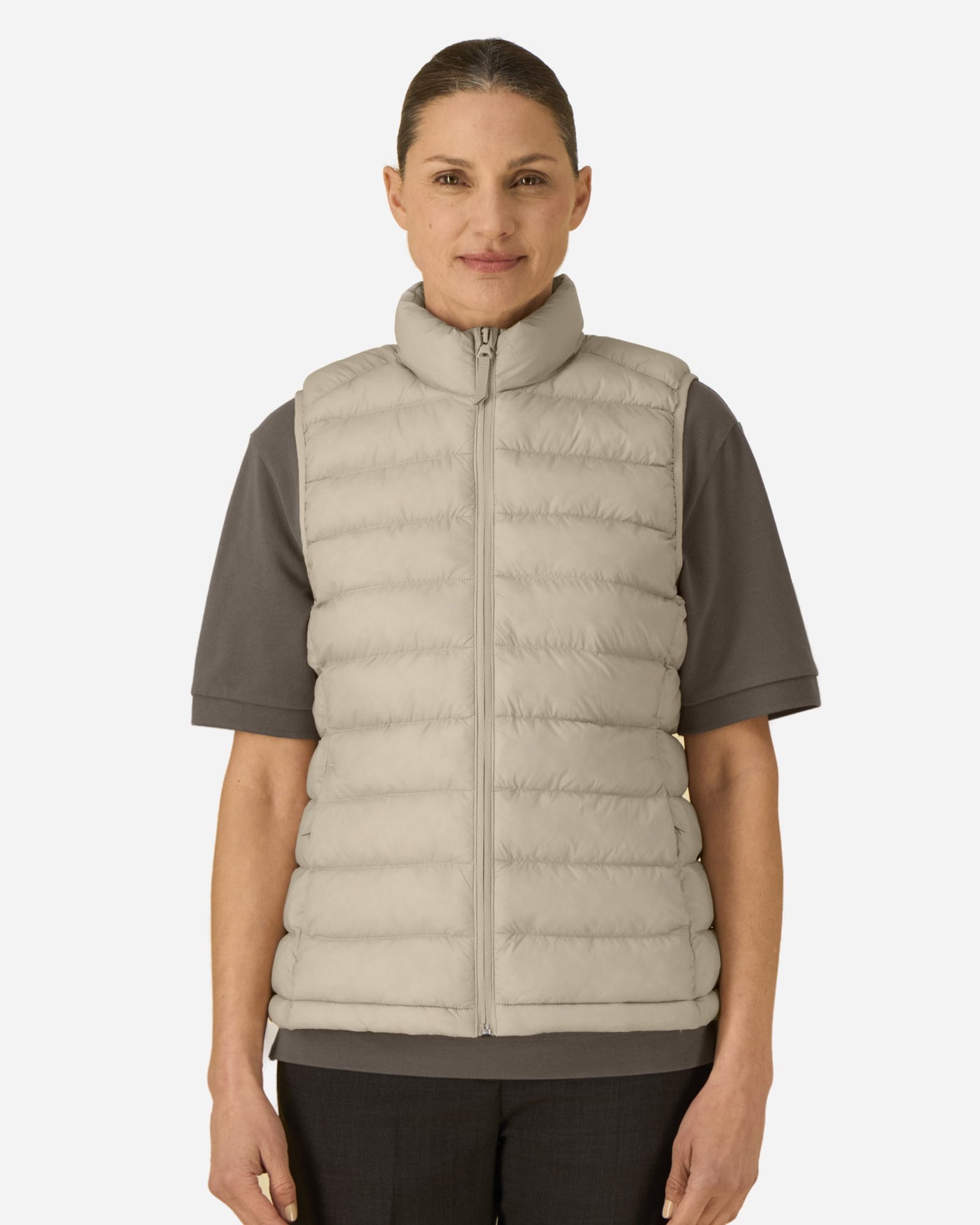 Doudoune sans manches femme Stella Climber 2.0 porté, coloris Desert Dust