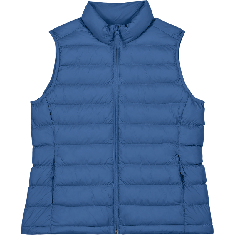 Doudoune sans manches femme Stella Climber 2.0 à plat, coloris Mindful Blue