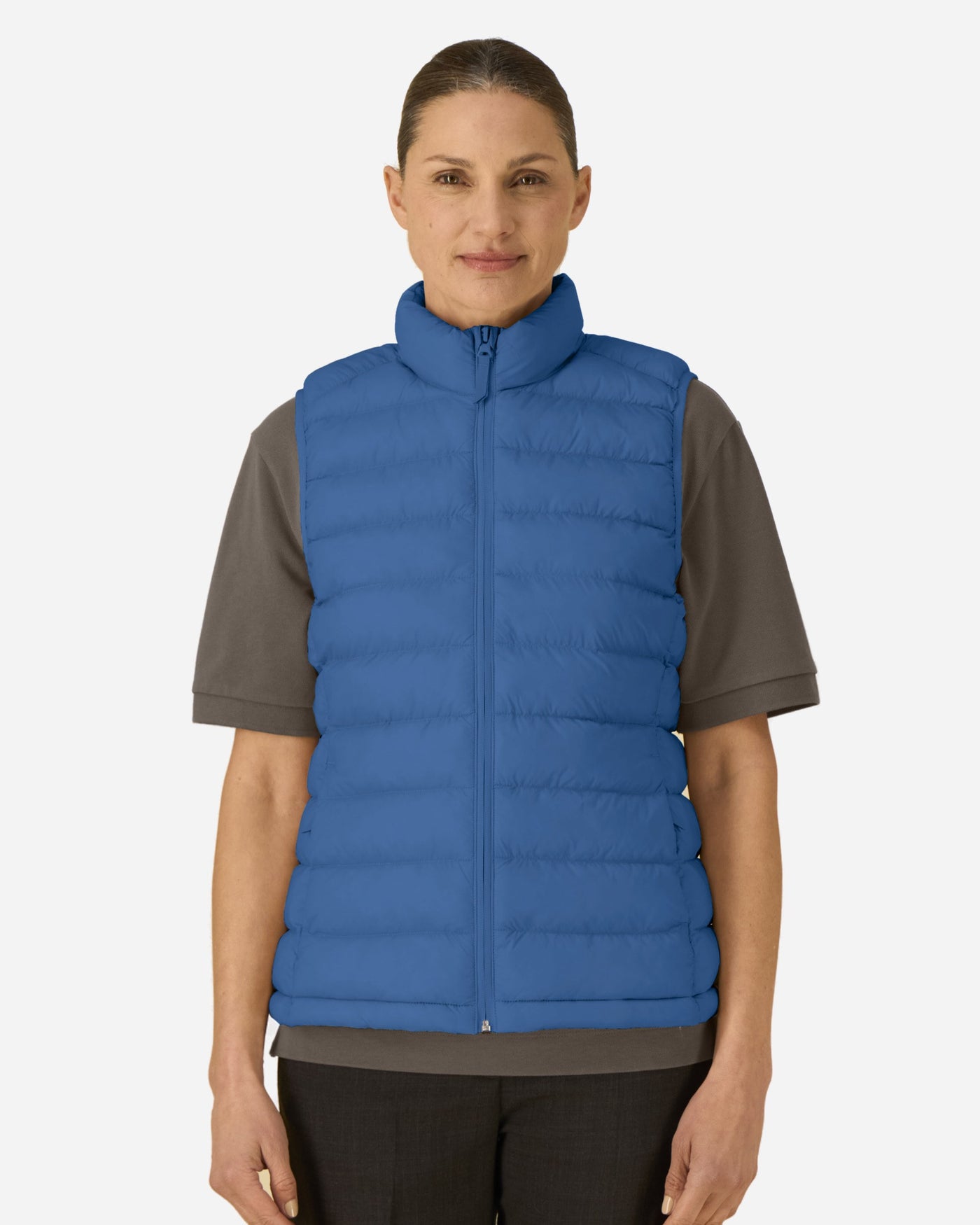 Doudoune sans manches femme Stella Climber 2.0 porté, coloris Mindful Blue