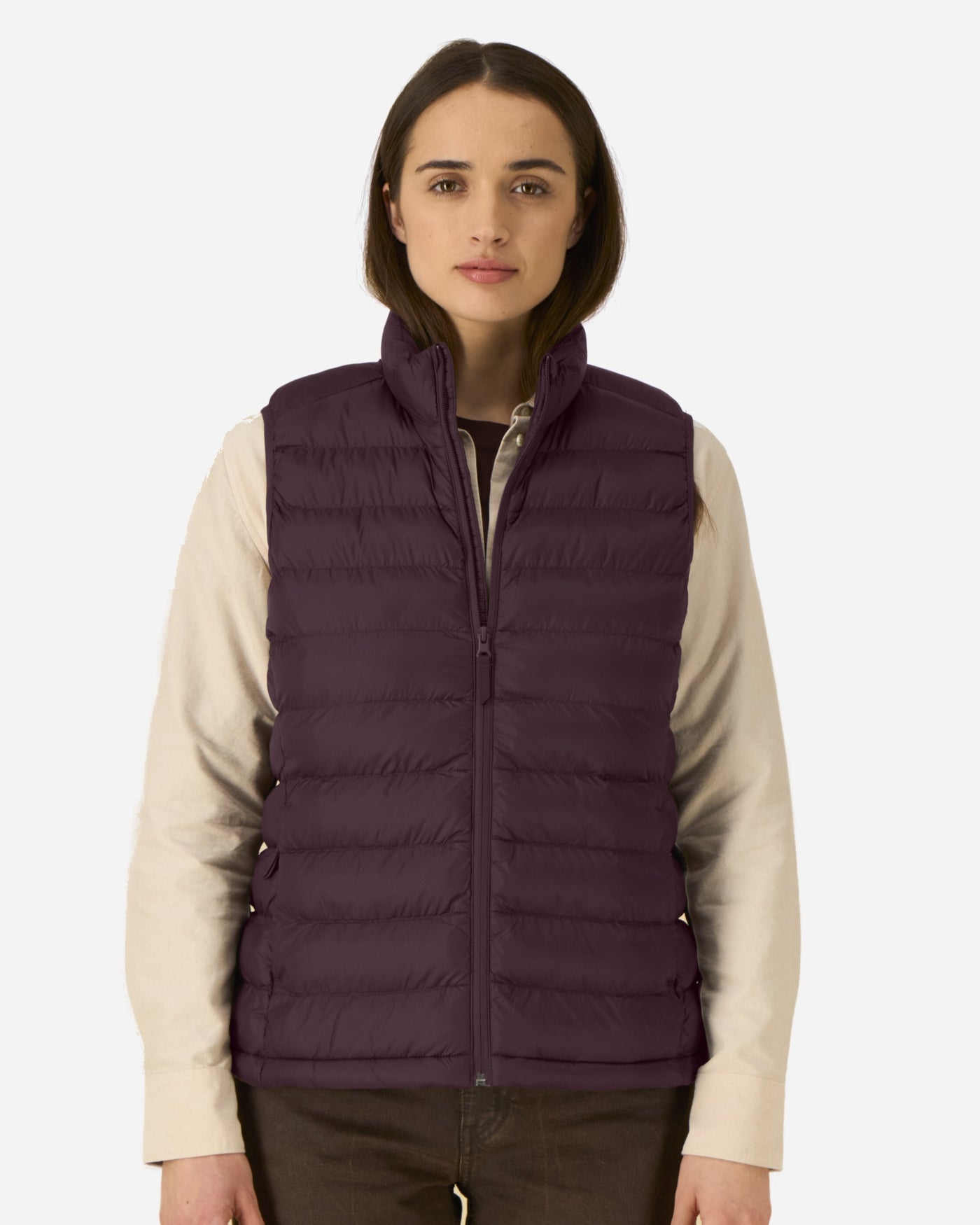 Doudoune sans manches femme Stella Climber 2.0 porté, coloris Red Brown