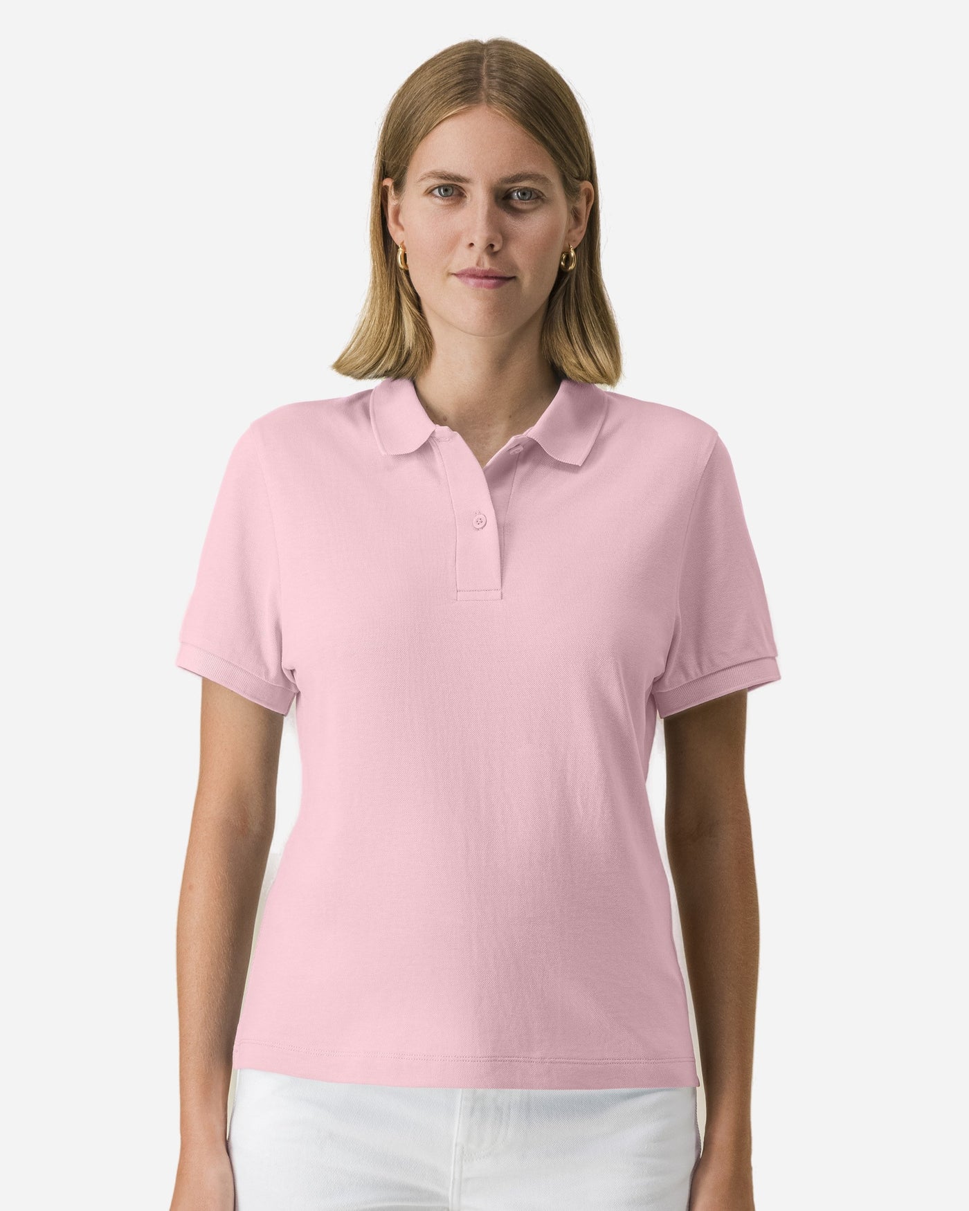 Polo femme Stella Coaster porté, coloris Cotton Pink