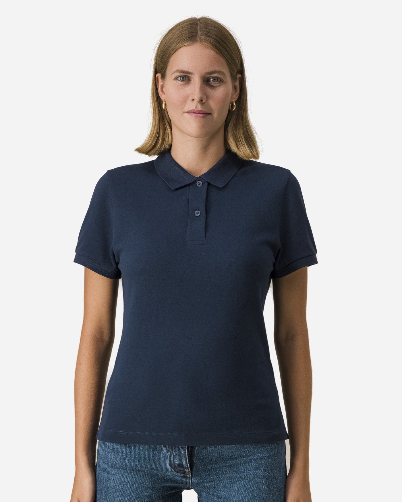 Polo femme Stella Coaster porté, coloris French Navy