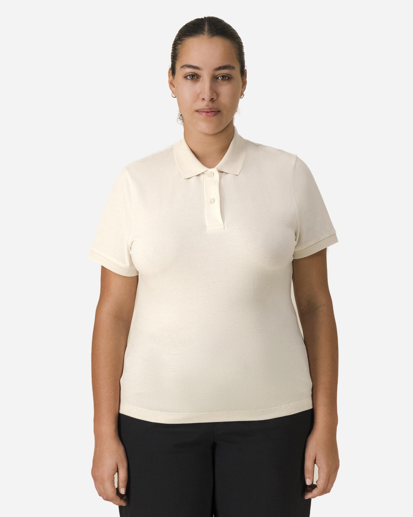 Polo femme Stella Coaster porté, coloris Natural Raw