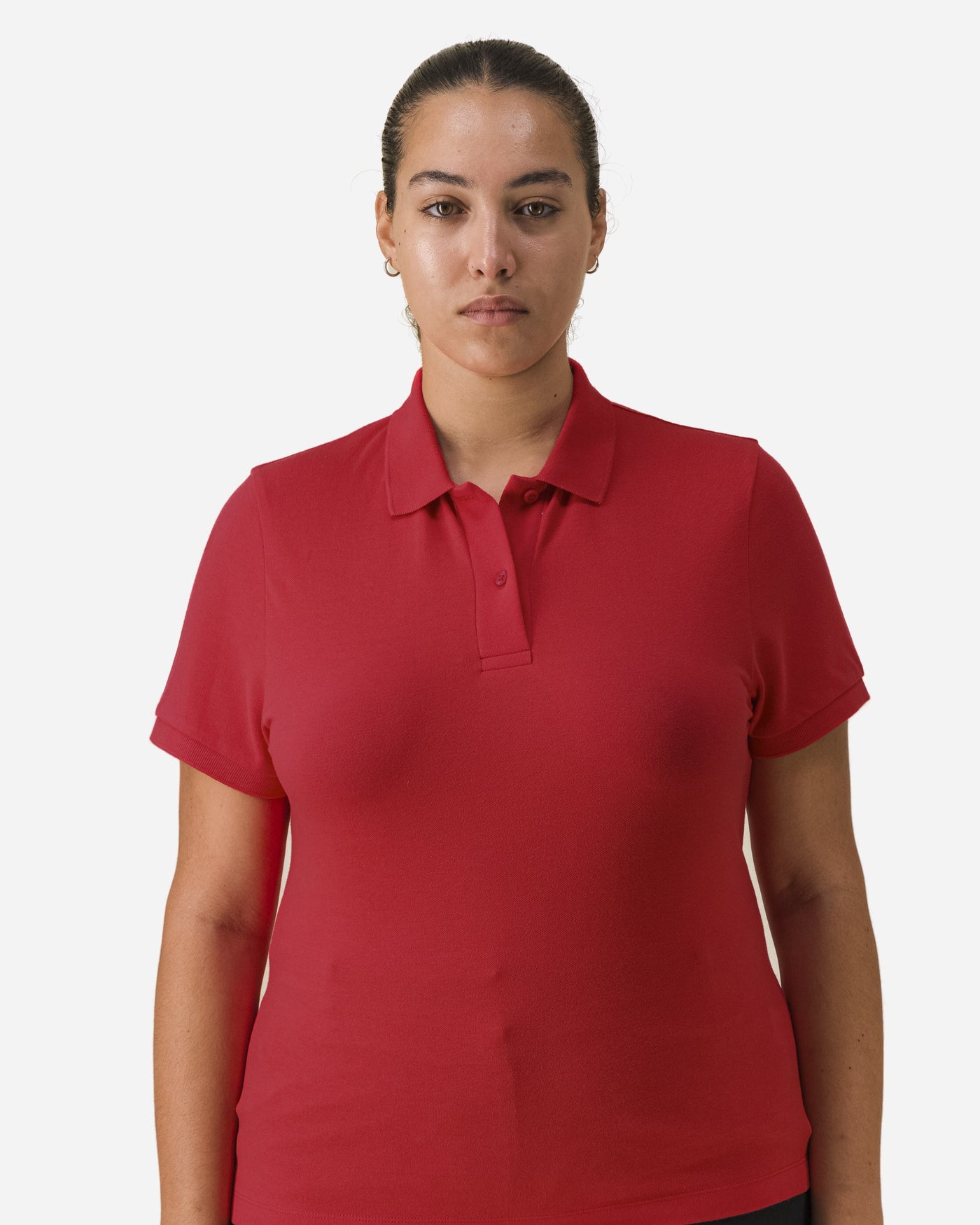 Polo femme Stella Coaster porté, coloris Red