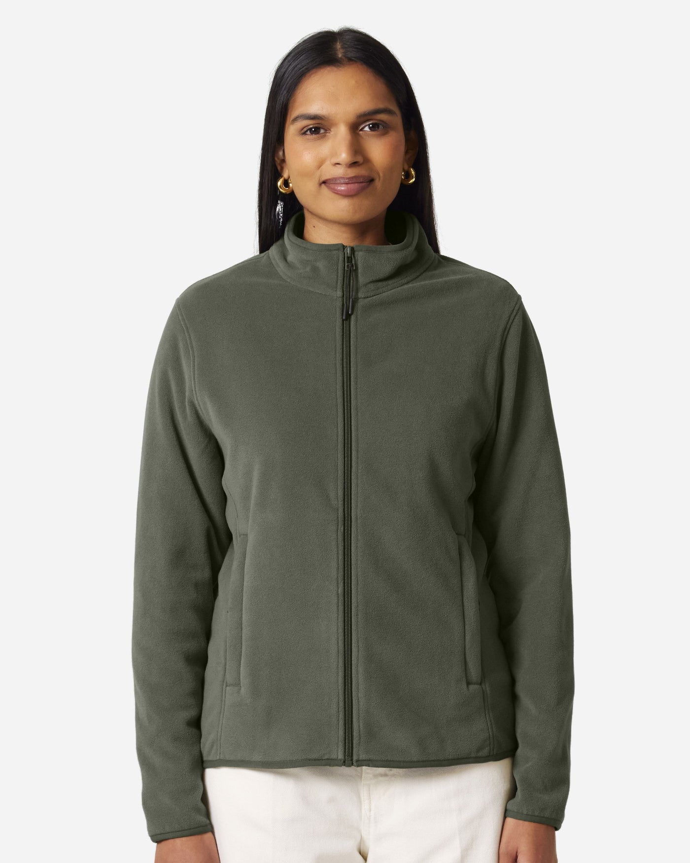 Veste polaire femme Stella Guider porté, coloris Khaki