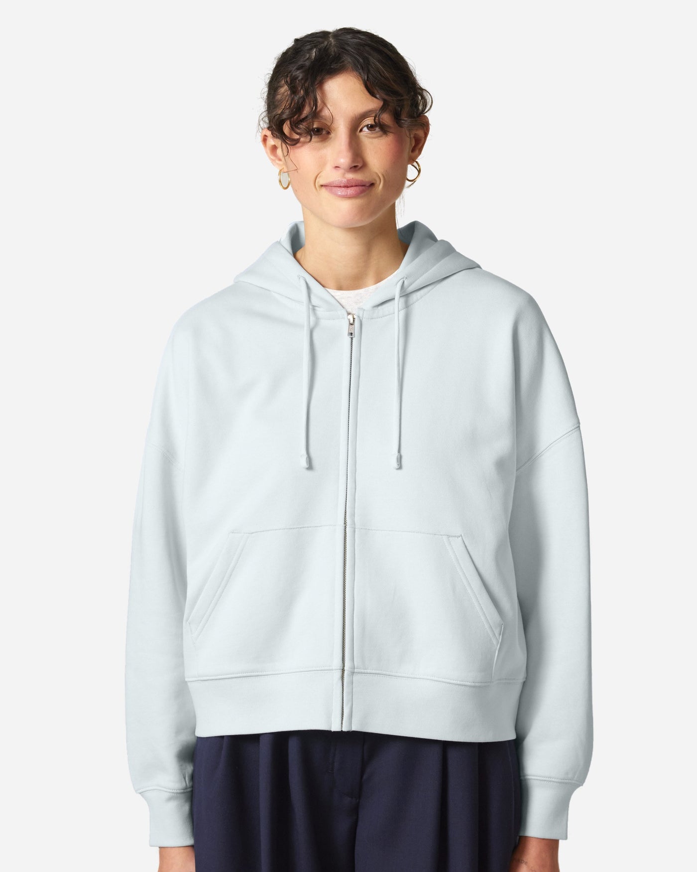 Sweat à capuche zippé femme Stella Ida porté, coloris Blue Ice