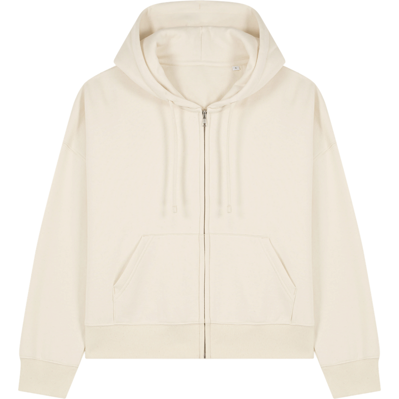 Sweat à capuche zippé femme Stella Ida à plat, coloris Natural Raw